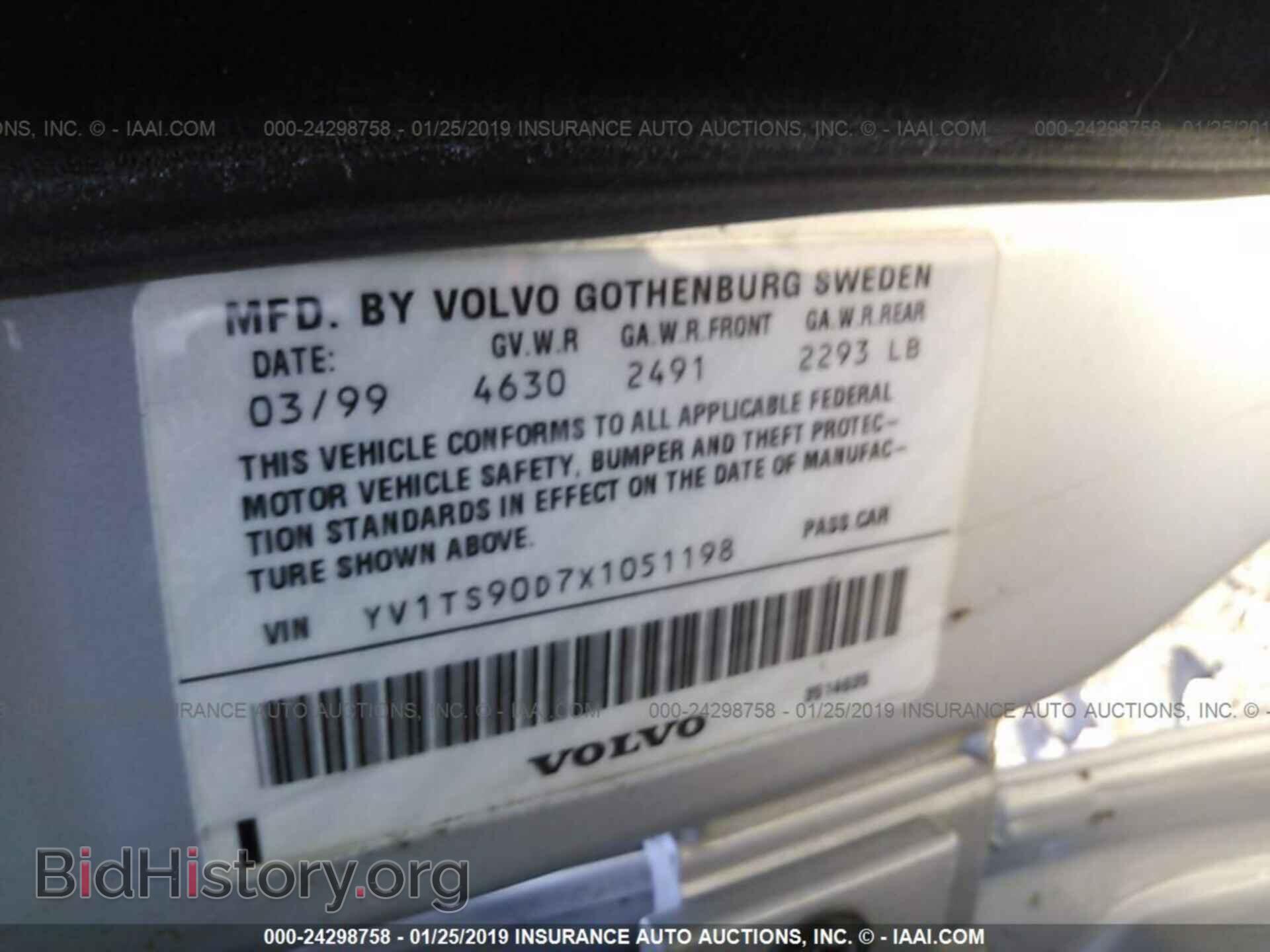1999 VOLVO S80 - VIN: YV1TS90D7X1051198 - Фото 9