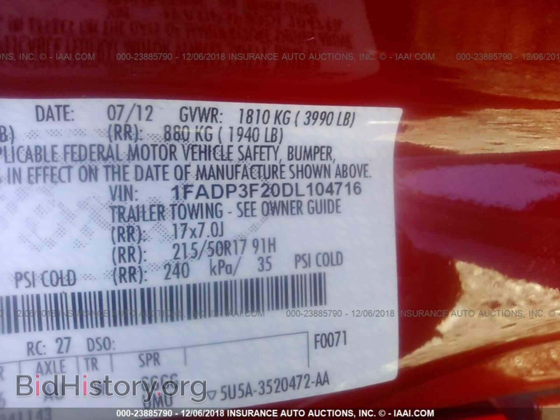 2013 FORD FOCUS - VIN: 1FADP3F20DL104716 - Фото 9