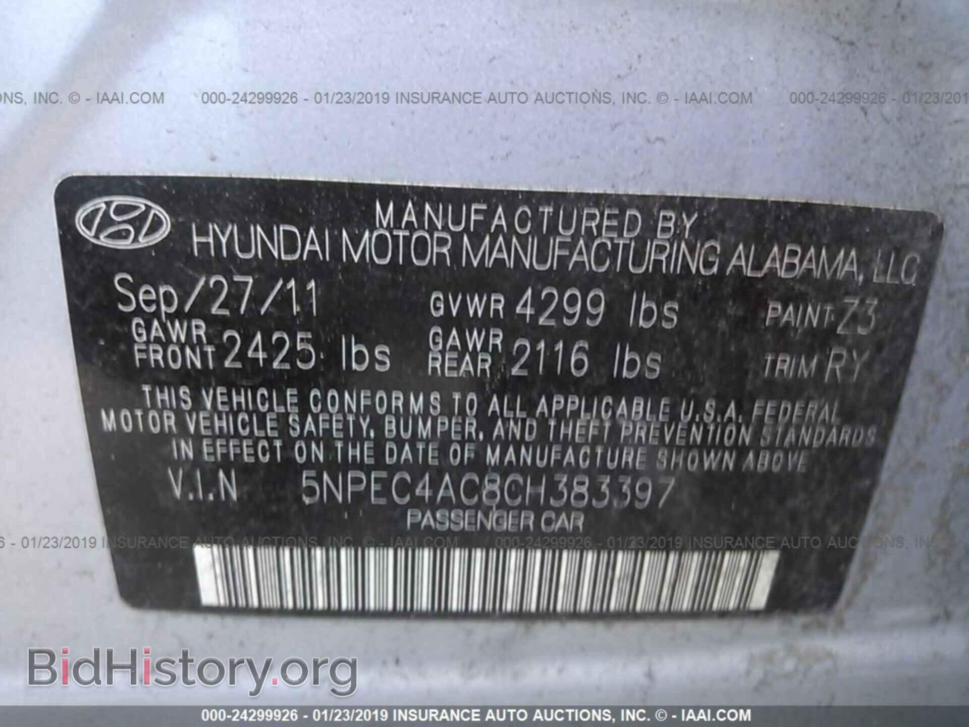 2012 HYUNDAI SONATA - VIN: 5NPEC4AC8CH383397 - Photo 9