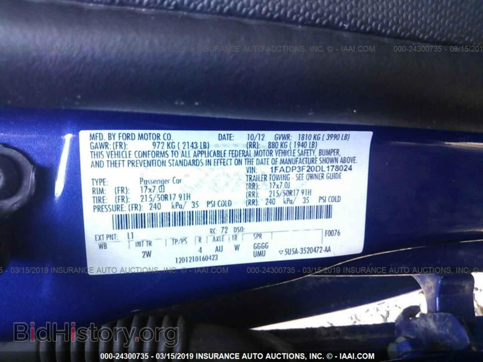 2013 FORD FOCUS - VIN: 1FADP3F20DL178024 - Фото 9