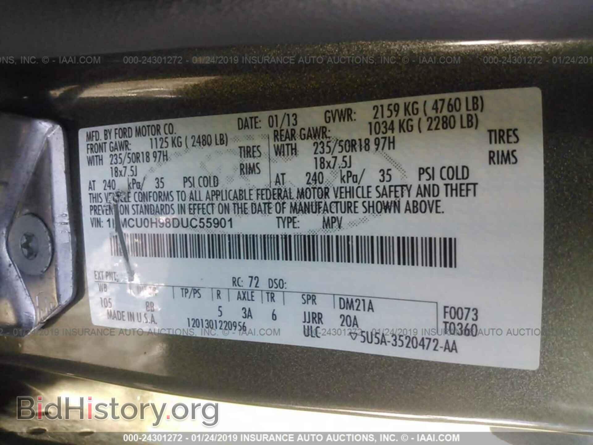 2013 FORD ESCAPE - VIN: 1FMCU0H98DUC55901 - Фото 9