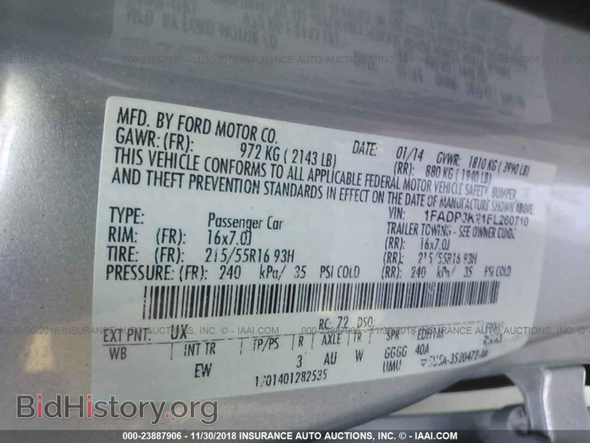 2014 FORD FOCUS - VIN: 1FADP3K21EL260710 - Фото 9