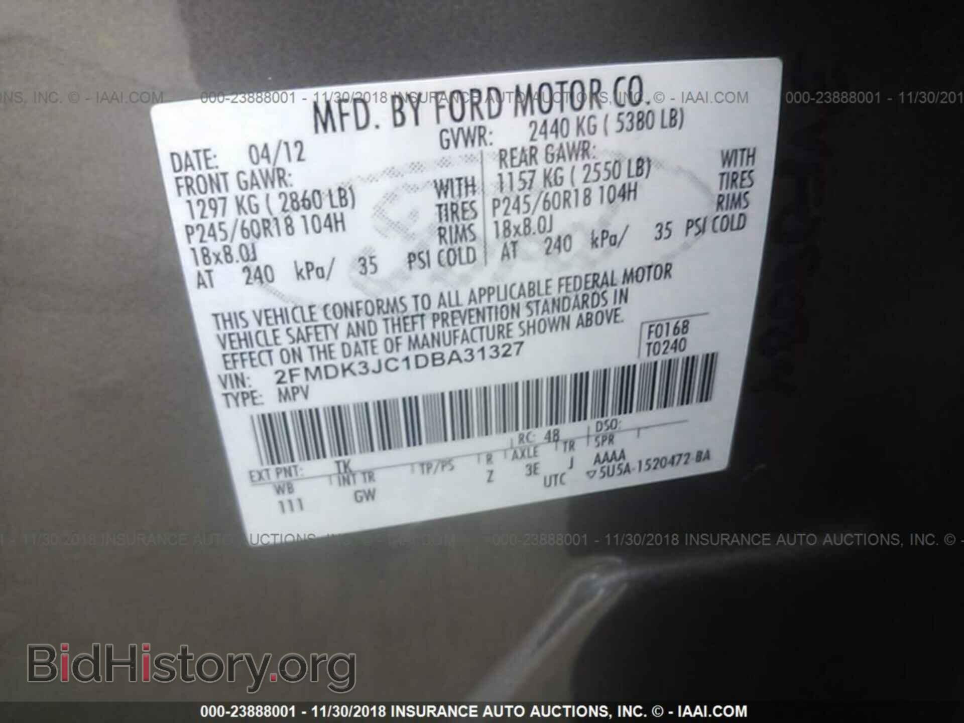 2013 FORD EDGE - VIN: 2FMDK3JC1DBA31327 - Photo 9