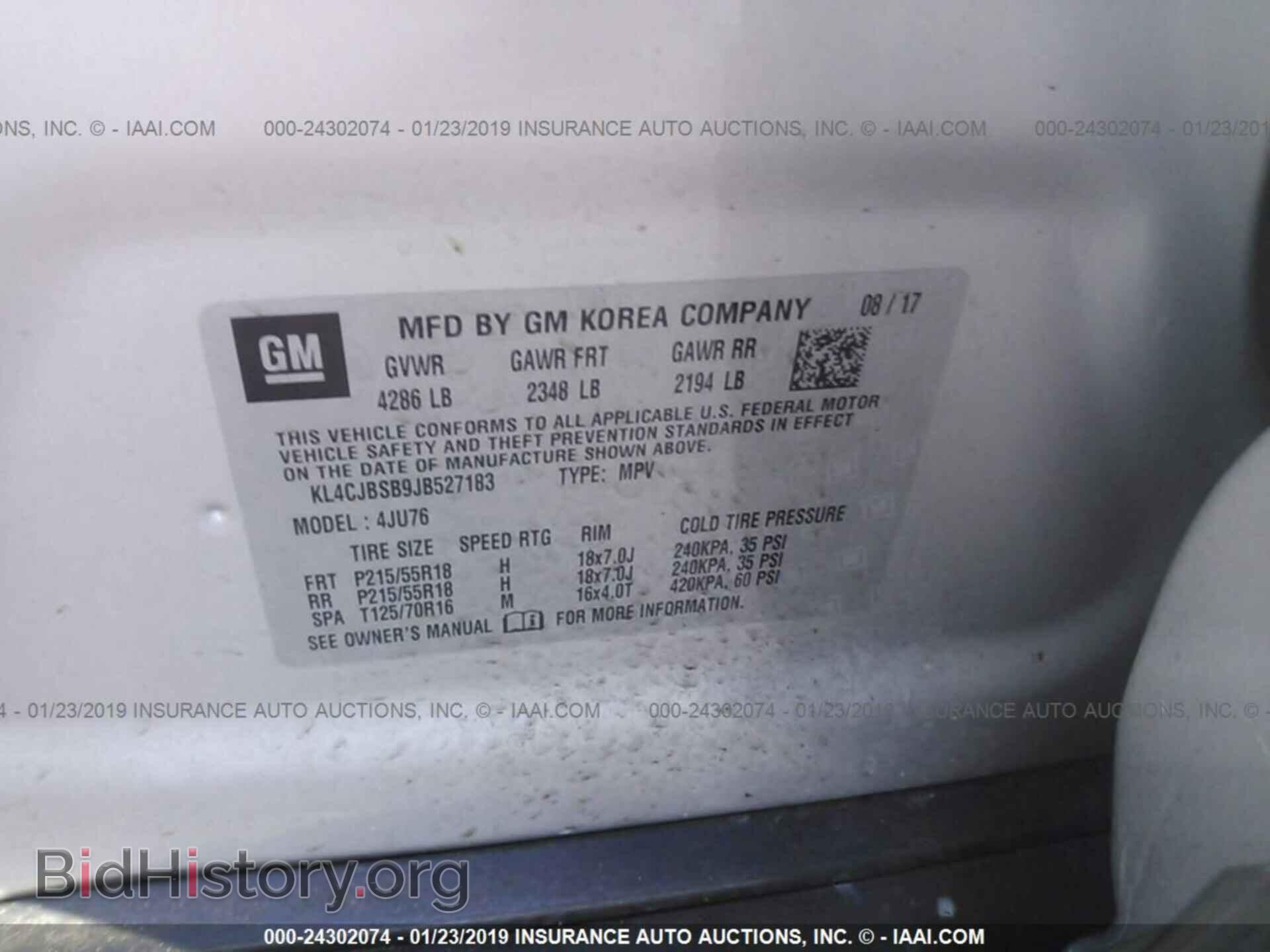 2018 BUICK ENCORE - VIN: KL4CJBSB9JB527183 - Фото 9