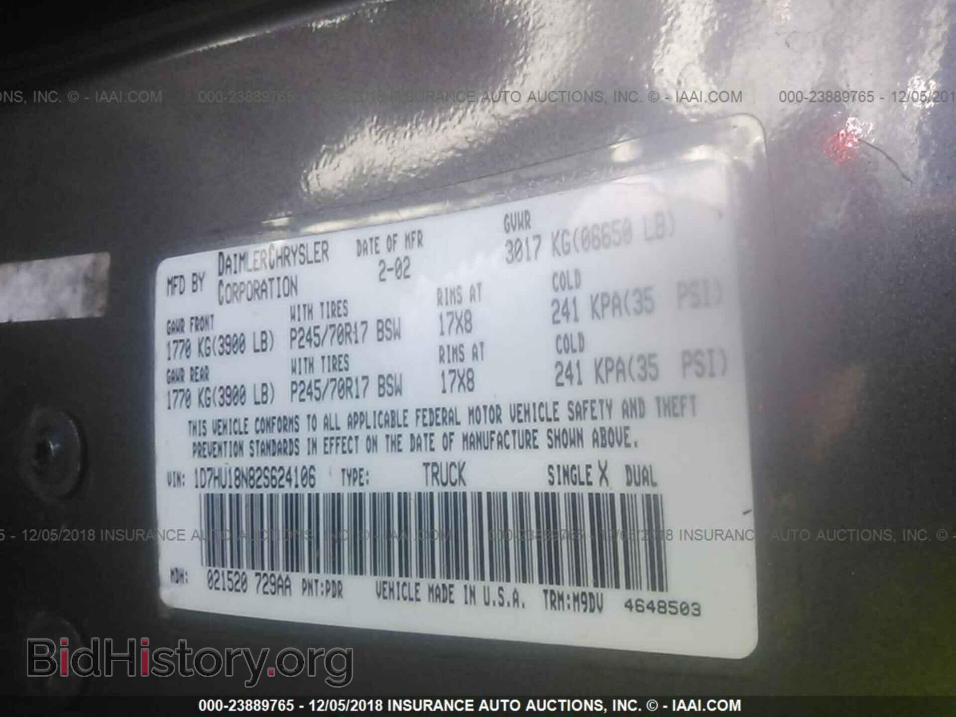 2002 DODGE RAM 1500 - VIN: 1D7HU18N82S624106 - Фото 9