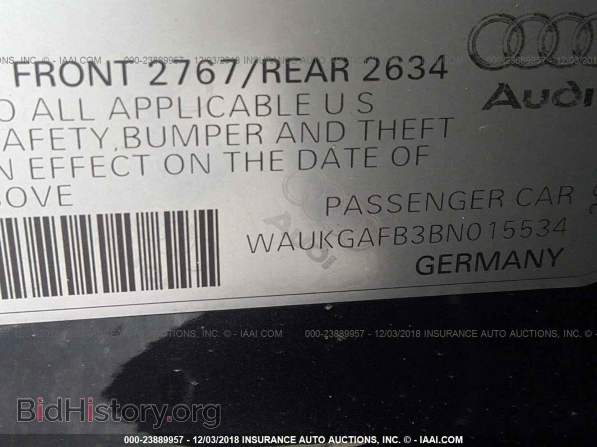 2011 AUDI A6 - VIN: WAUKGAFB3BN015534 - Фото 9