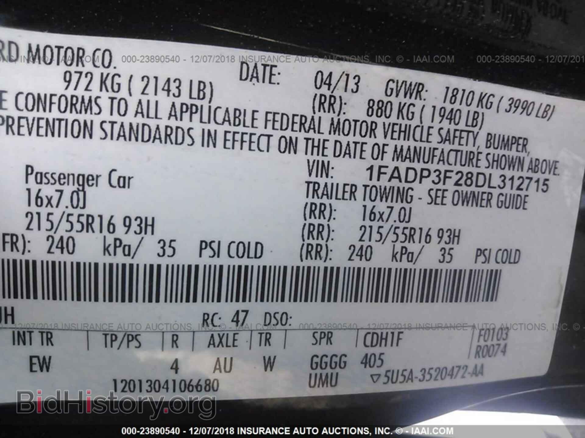 2013 FORD FOCUS - VIN: 1FADP3F28DL312715 - Фото 9