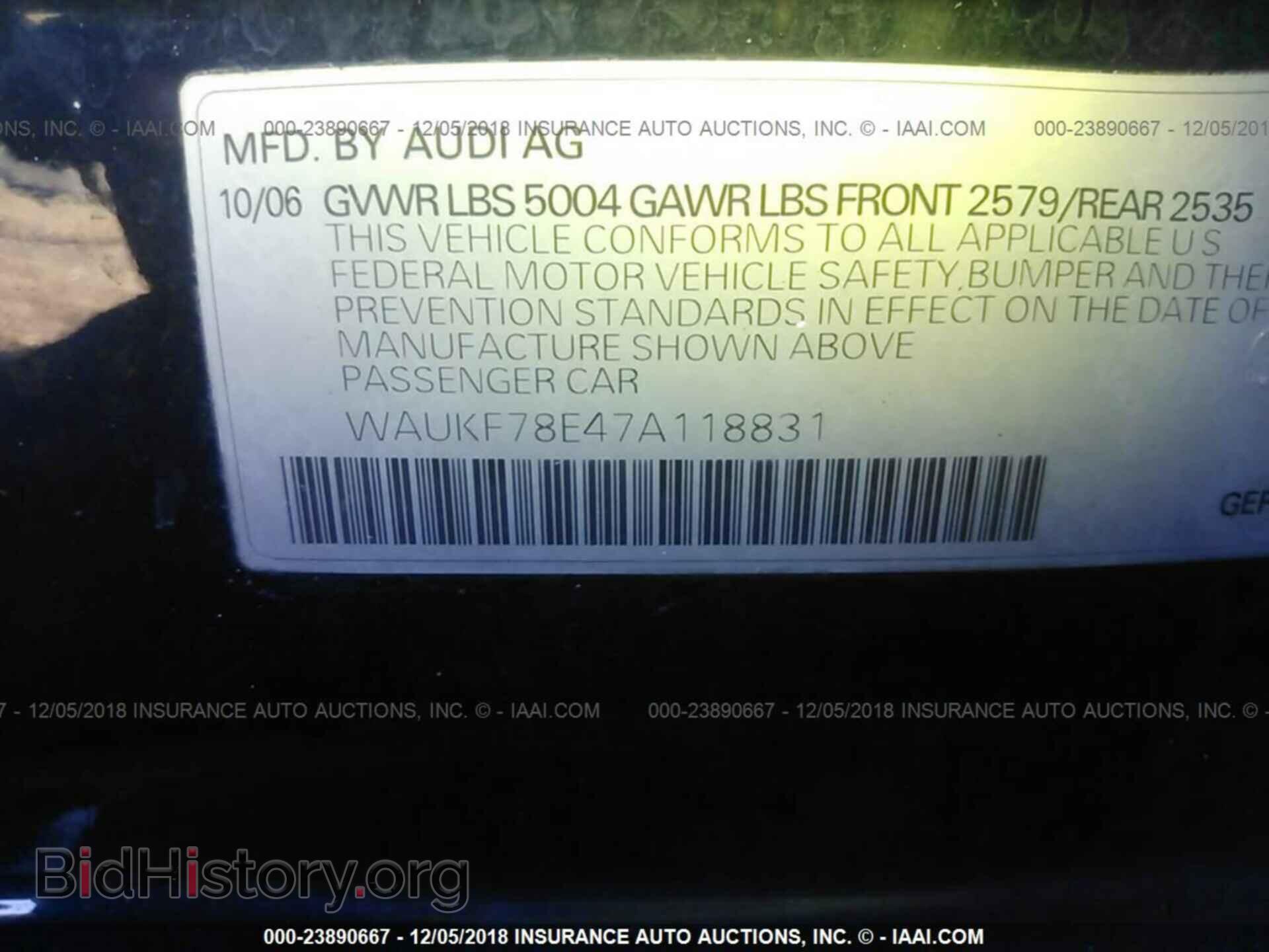 2007 AUDI A4 - VIN: WAUKF78E47A118831 - Photo 9