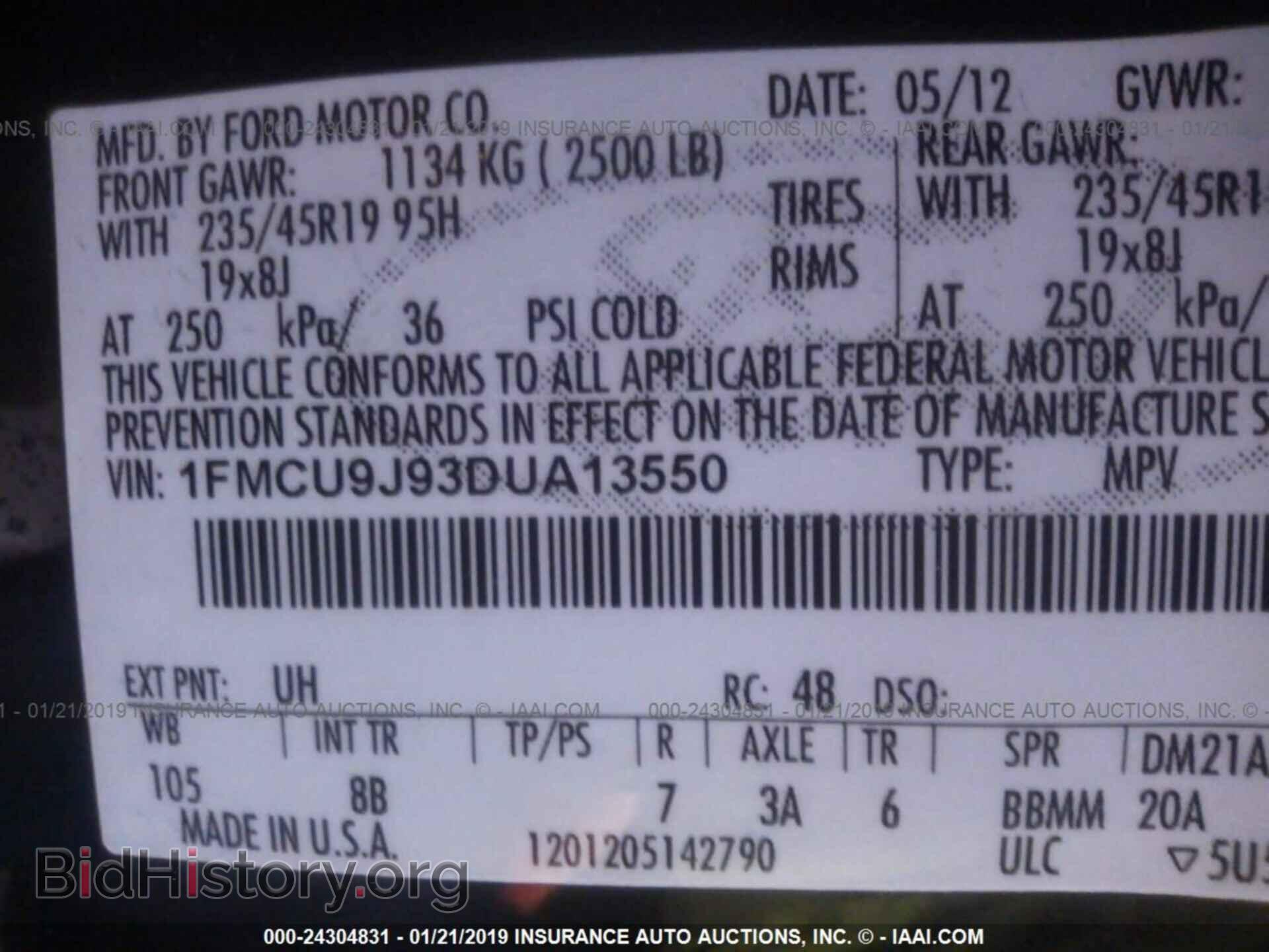 2013 FORD ESCAPE - VIN: 1FMCU9J93DUA13550 - Фото 9