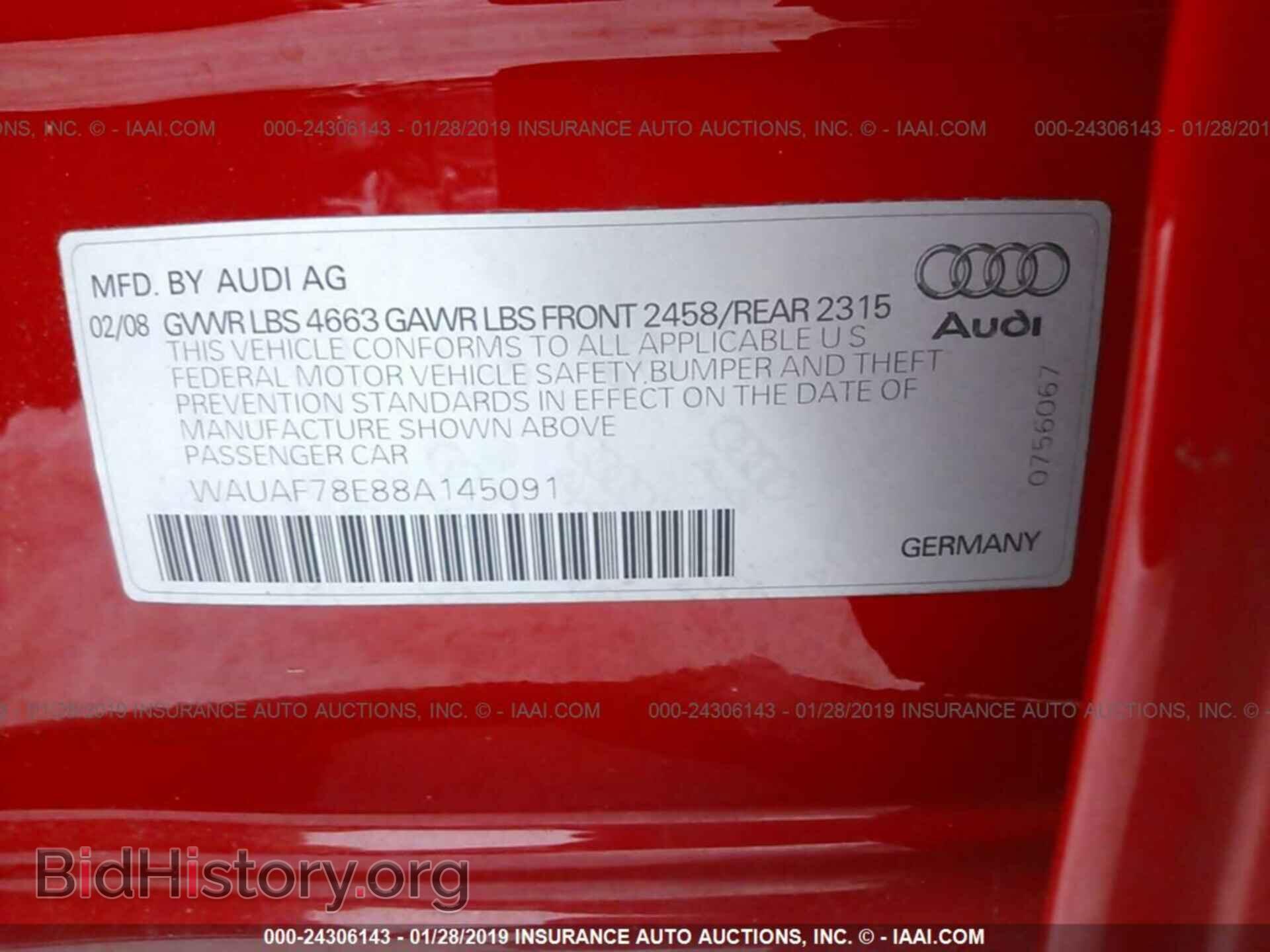 2008 AUDI A4 - VIN: WAUAF78E88A145091 - Photo 9