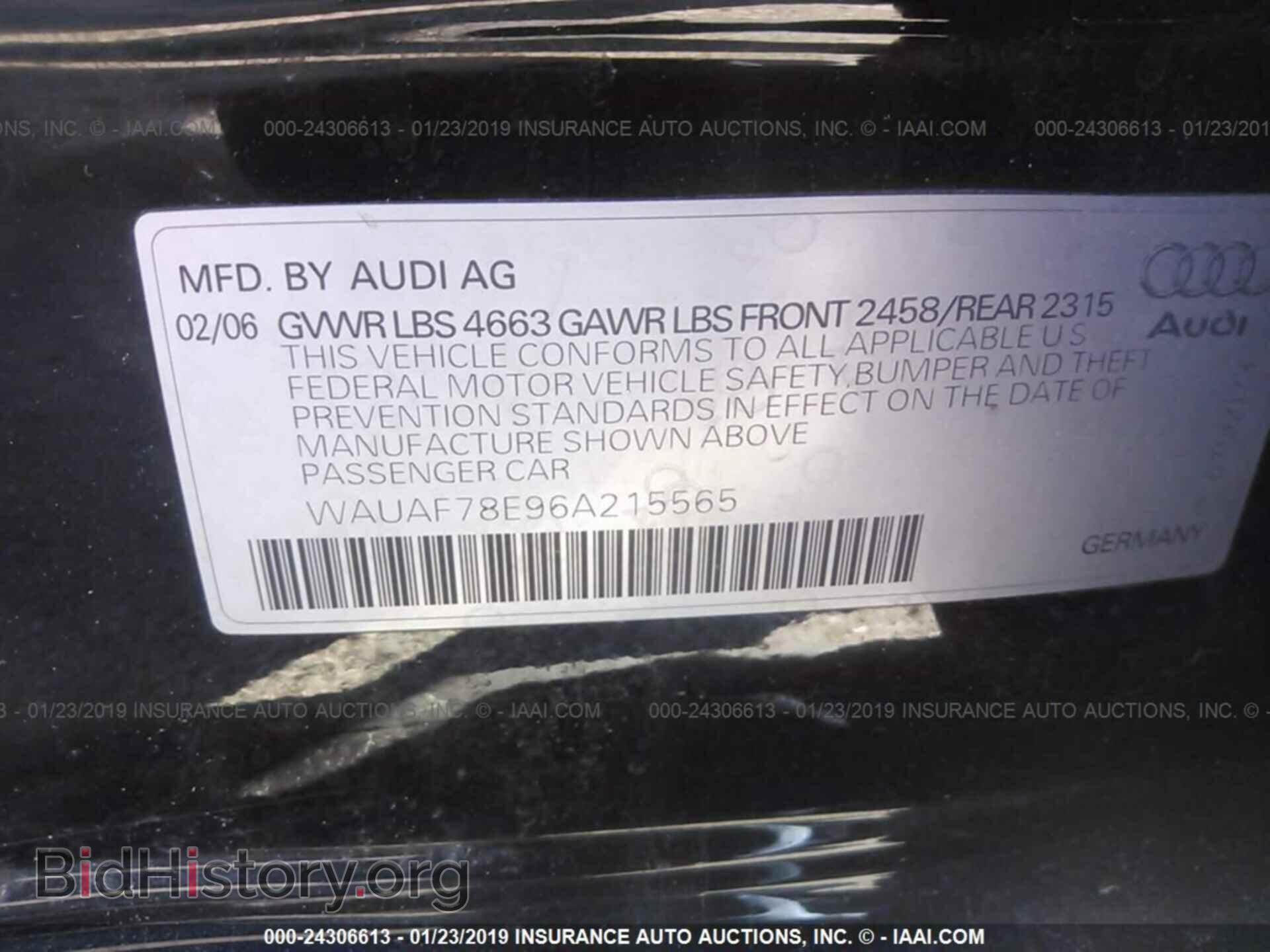 2006 AUDI A4 - VIN: WAUAF78E96A215565 - Фото 9