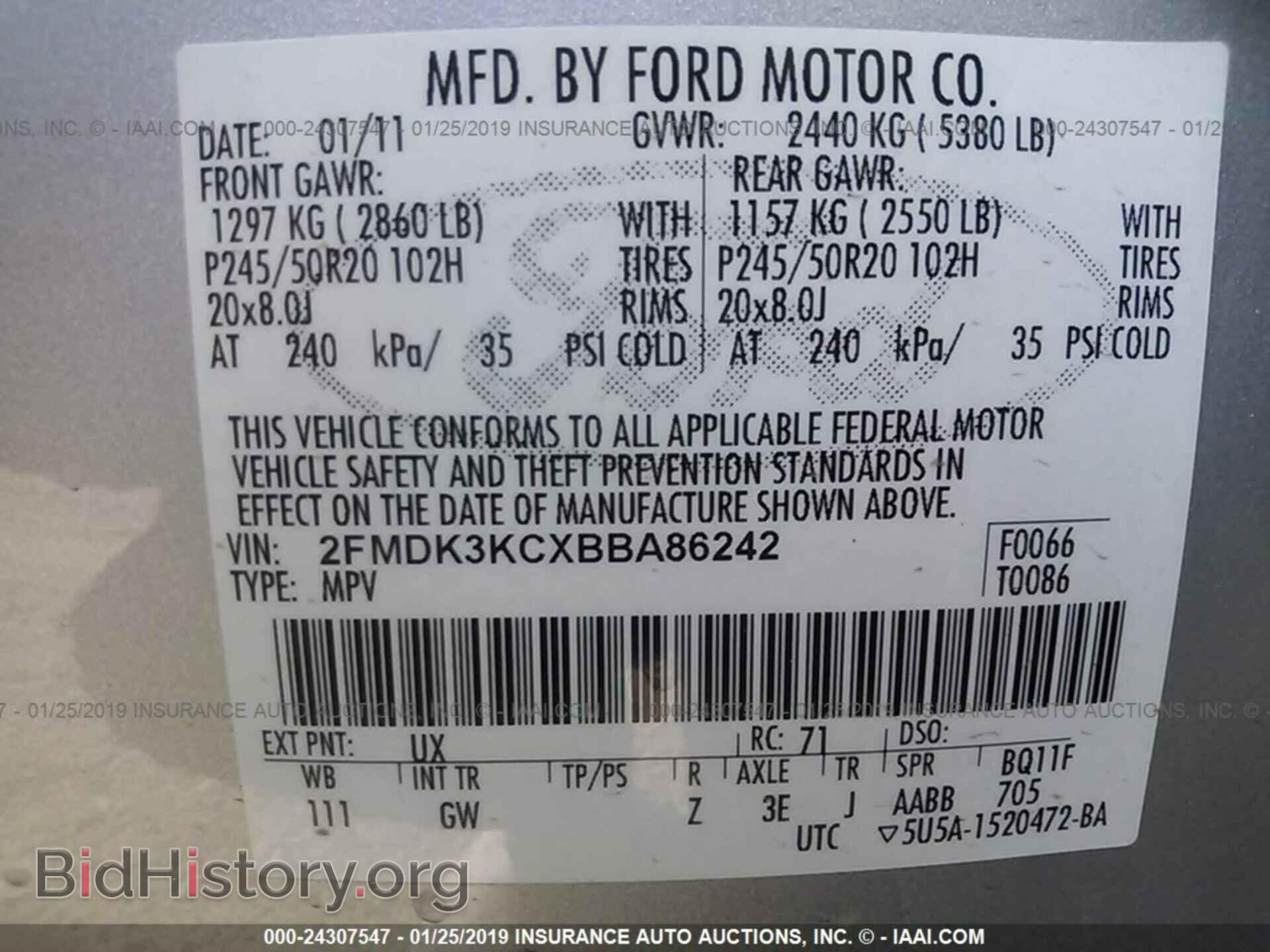 2011 FORD EDGE - VIN: 2FMDK3KCXBBA86242 - Photo 9