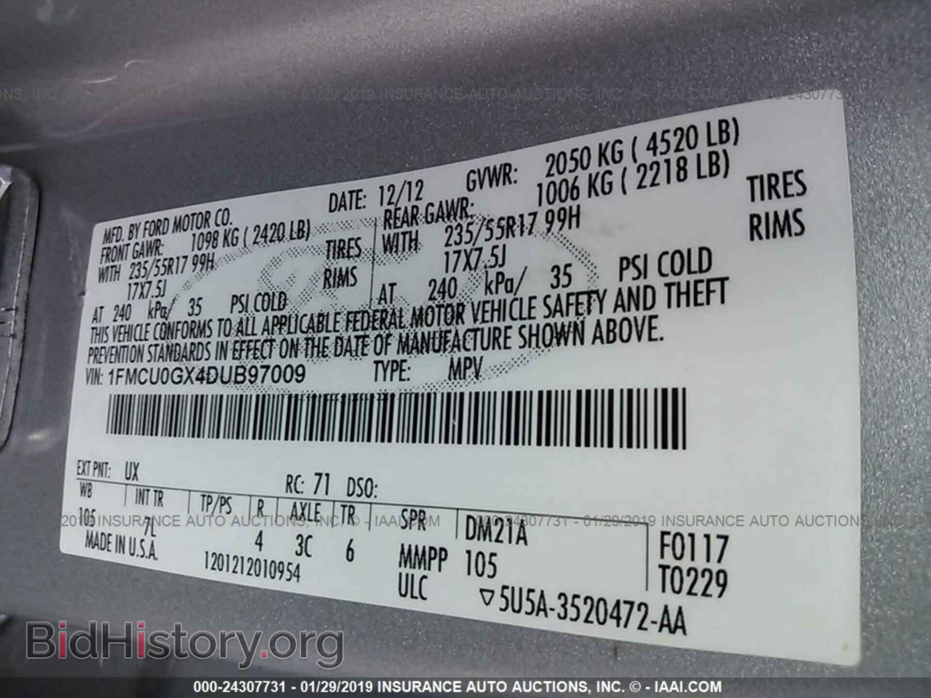 2013 FORD ESCAPE - VIN: 1FMCU0GX4DUB97009 - Photo 9
