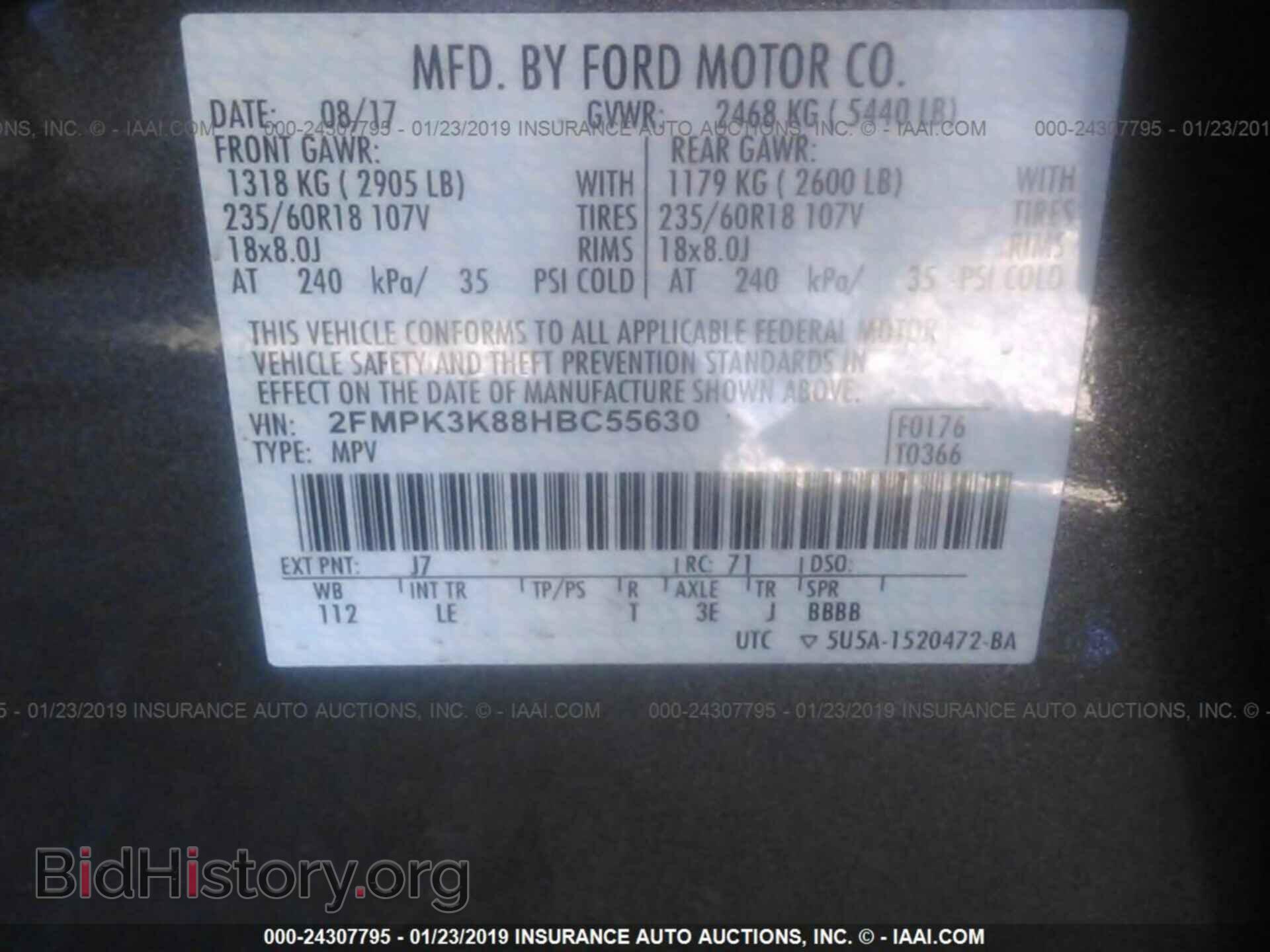 2017 FORD EDGE - VIN: 2FMPK3K88HBC55630 - Photo 9