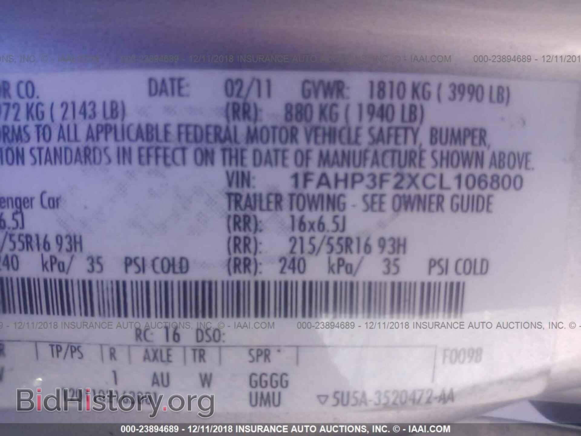 2012 FORD FOCUS - VIN: 1FAHP3F2XCL106800 - Photo 9