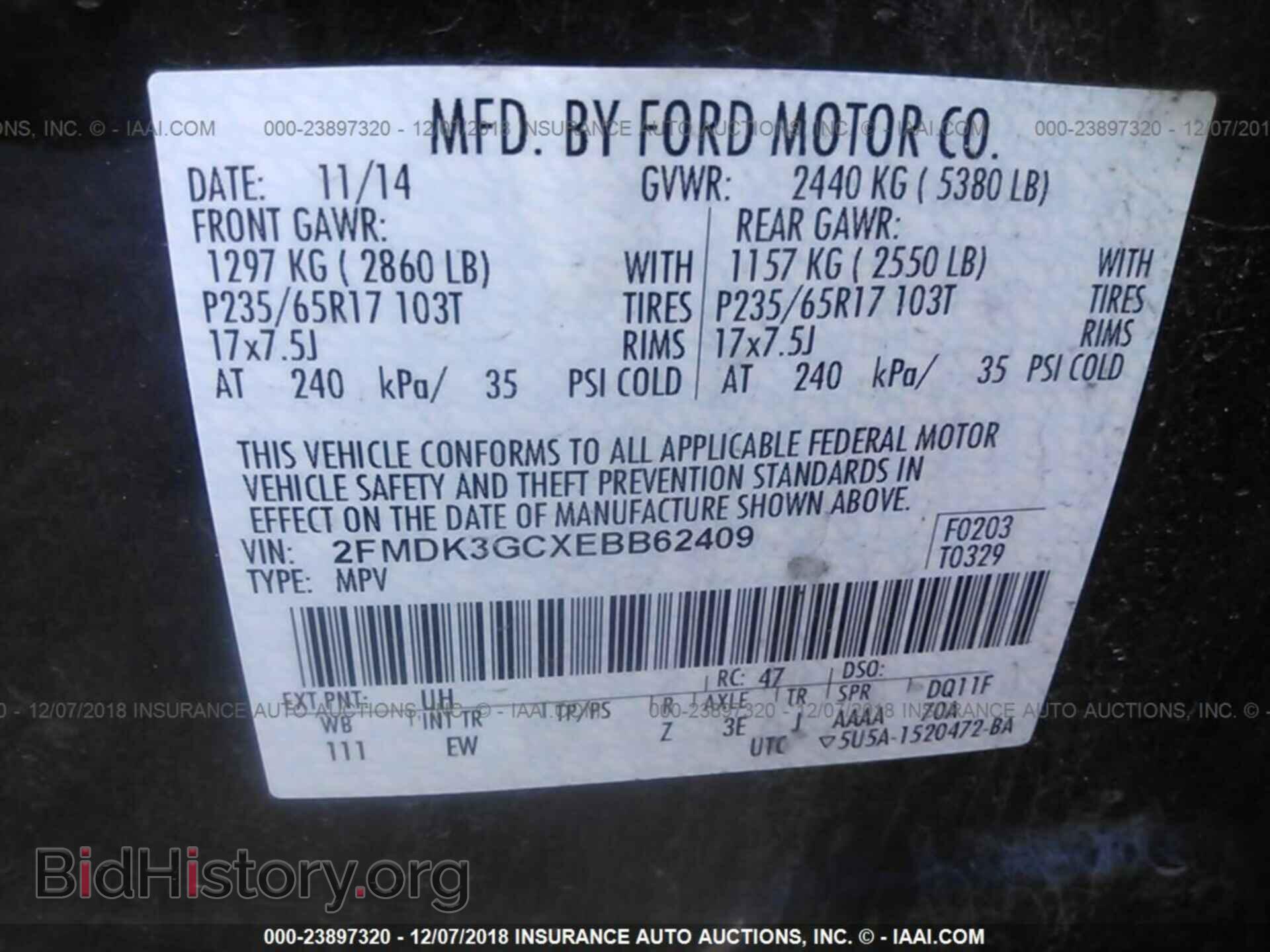 2014 FORD EDGE - VIN: 2FMDK3GCXEBB62409 - Photo 9