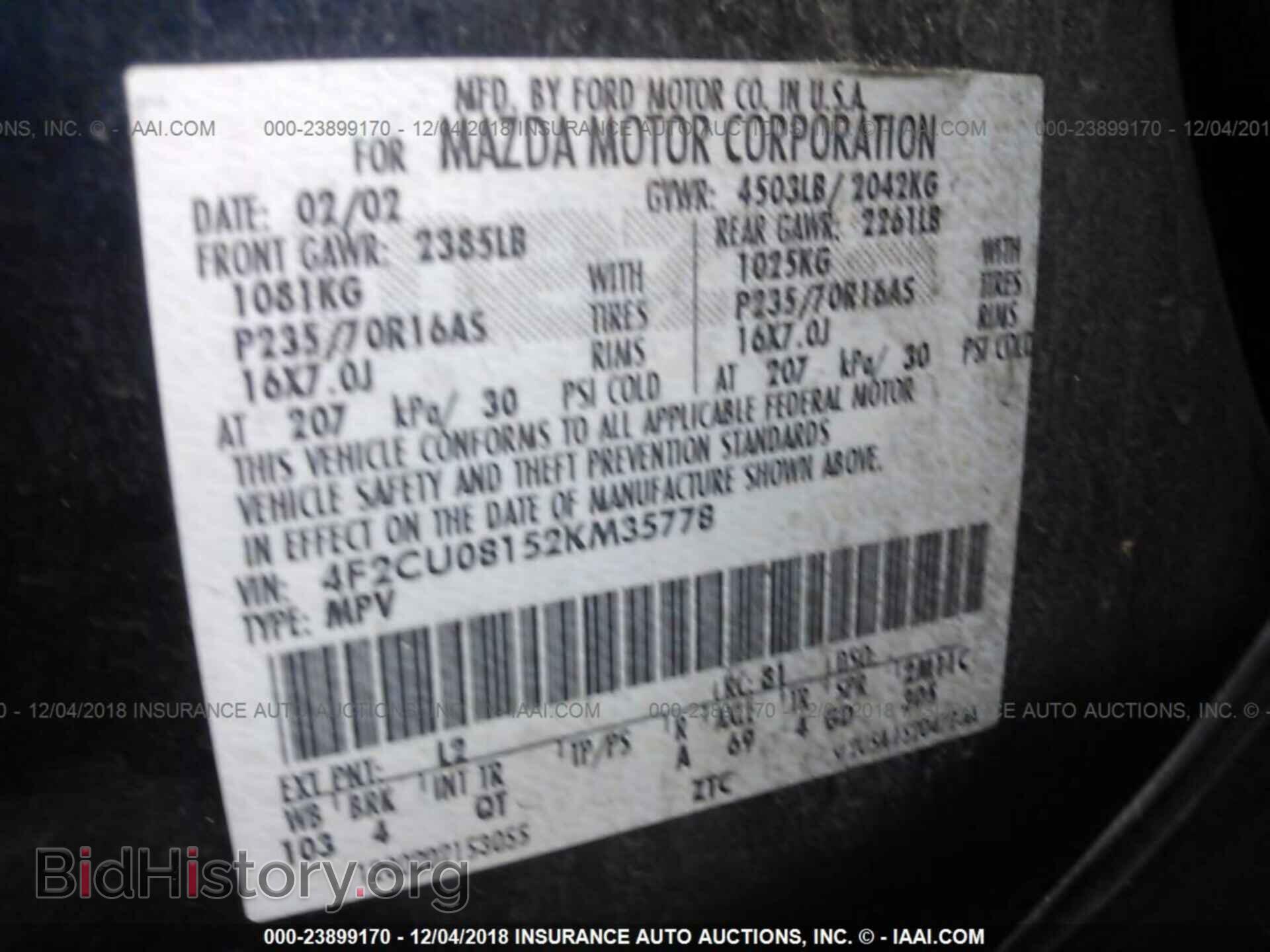 2002 MAZDA TRIBUTE - VIN: 4F2CU08152KM35778 - Photo 9