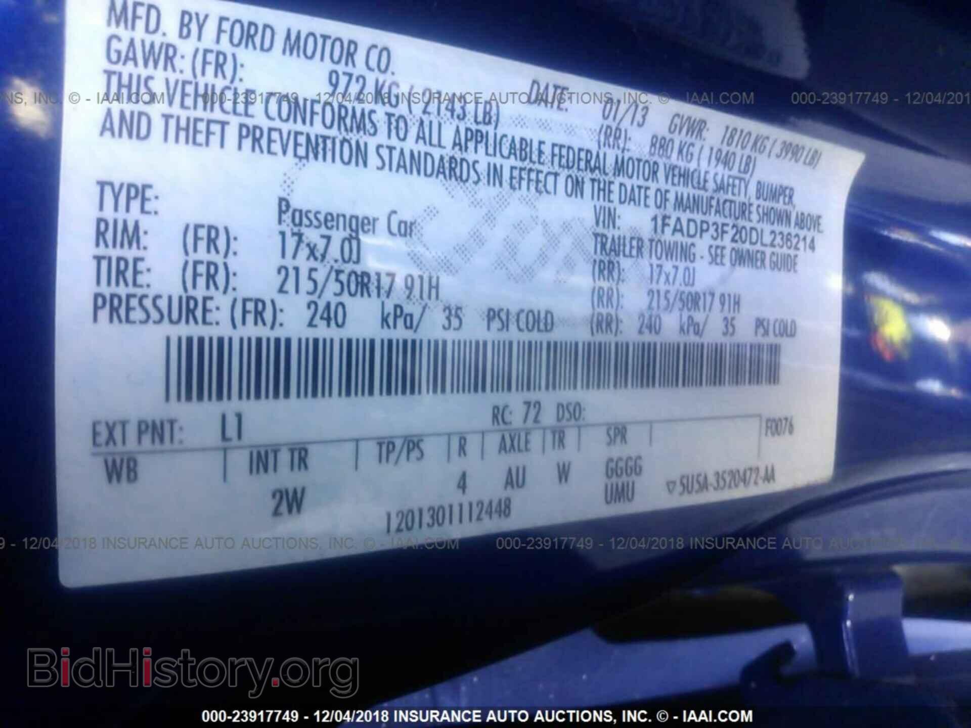 2013 FORD FOCUS - VIN: 1FADP3F20DL236214 - Фото 9