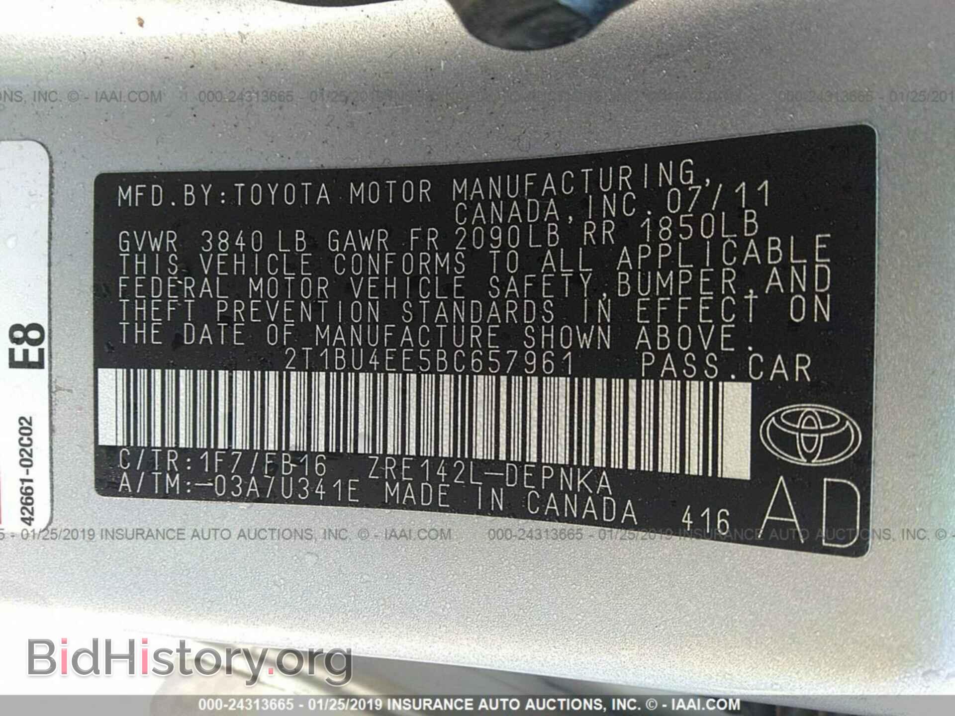 2011 TOYOTA COROLLA - VIN: 2T1BU4EE5BC657961 - Фото 9