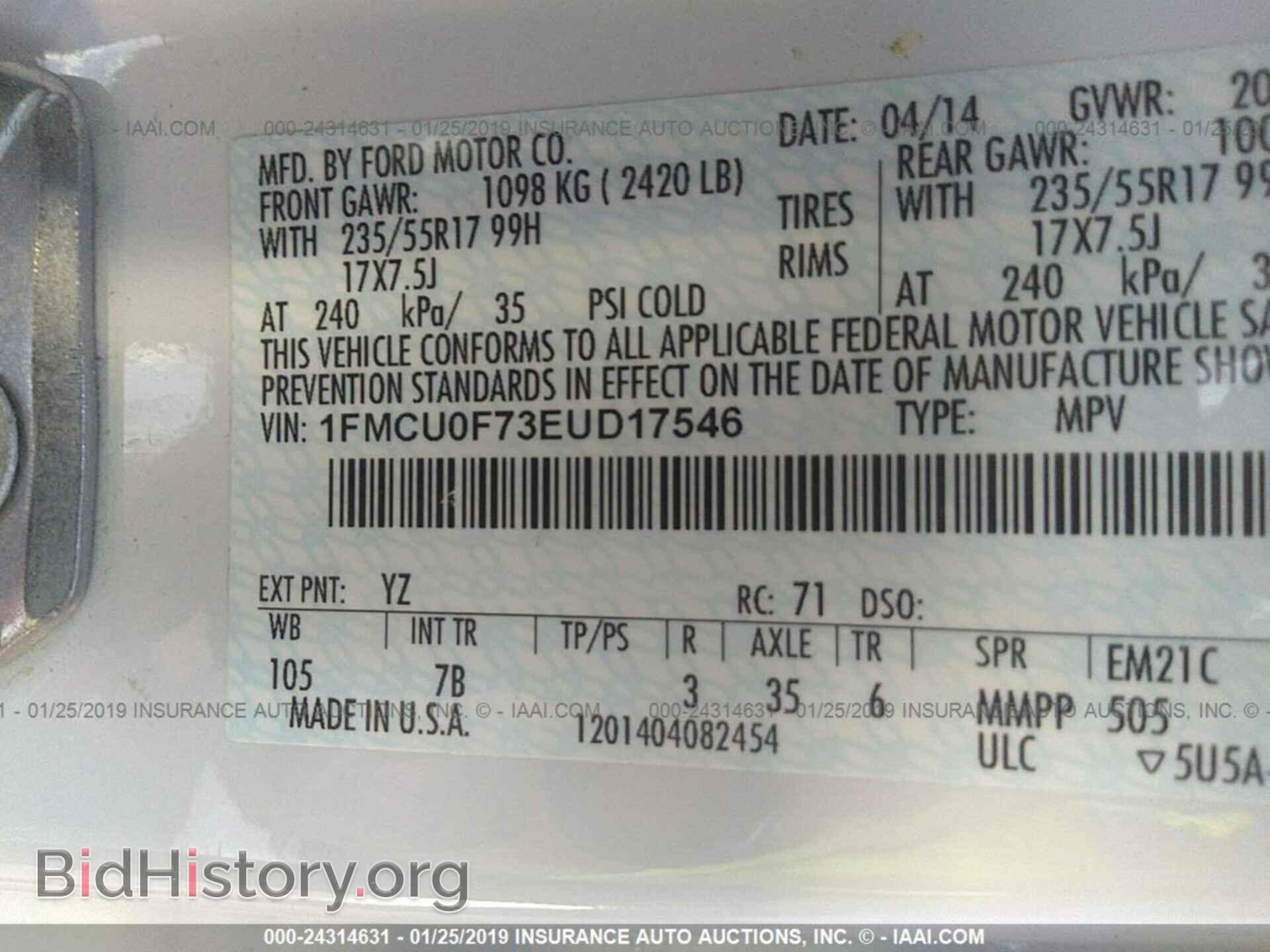 2014 FORD ESCAPE - VIN: 1FMCU0F73EUD17546 - Photo 9