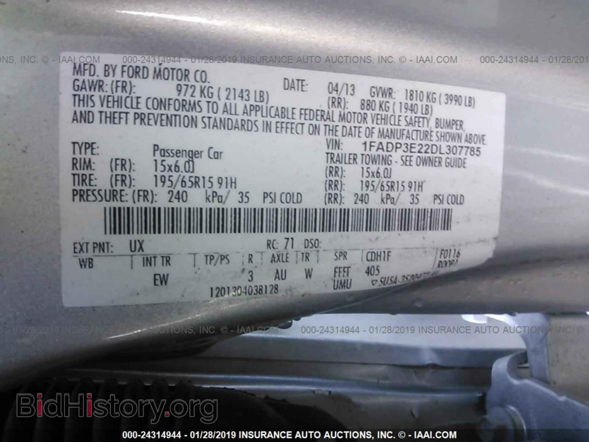 2013 FORD FOCUS - VIN: 1FADP3E22DL307785 - Фото 9