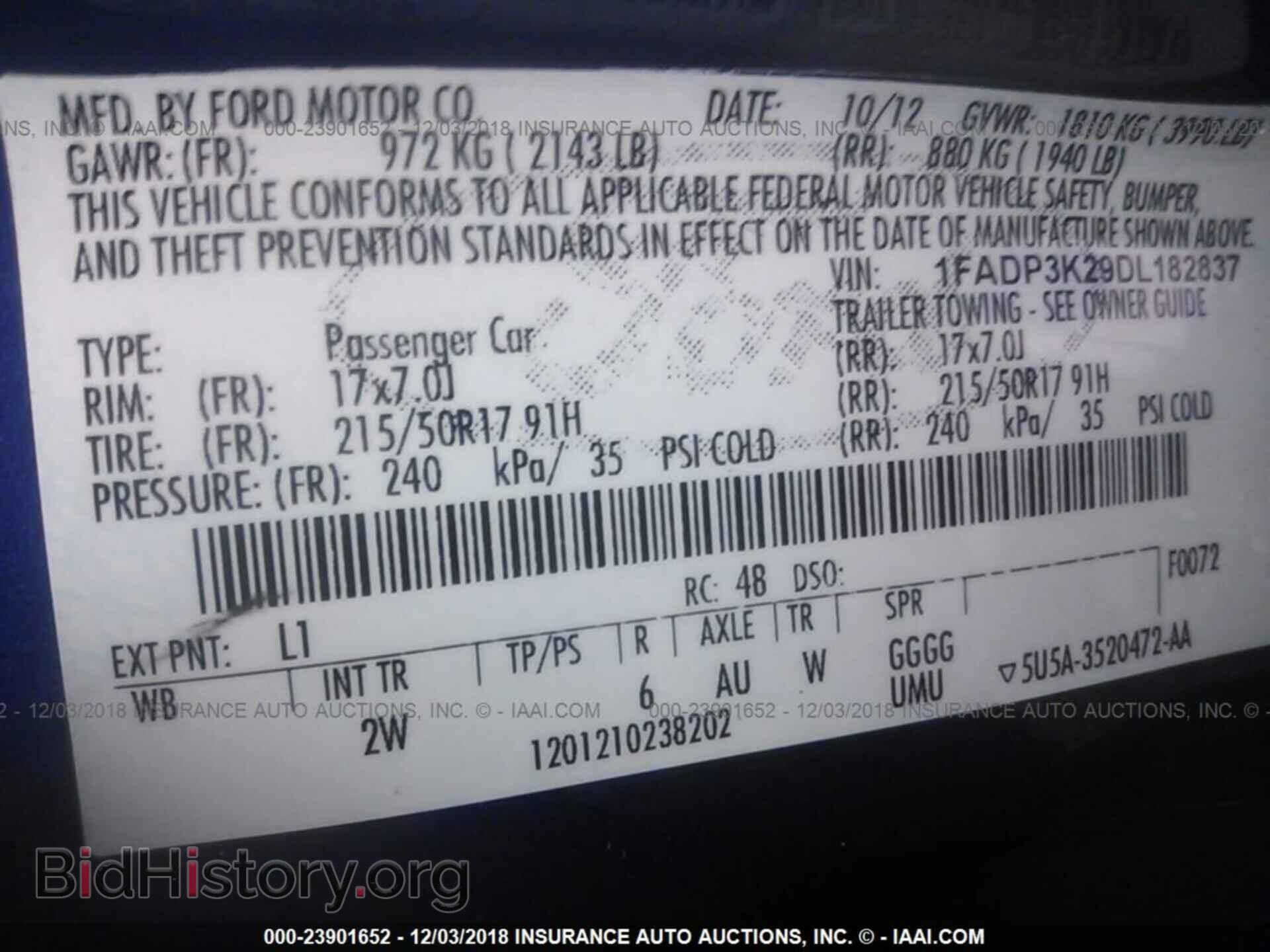 2013 FORD FOCUS - VIN: 1FADP3K29DL182837 - Фото 9