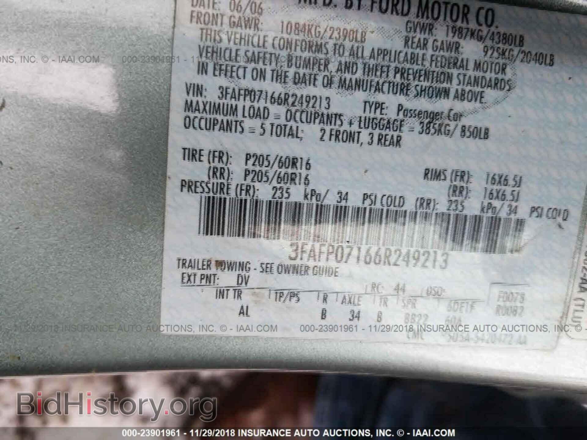 2006 FORD FUSION - VIN: 3FAFP07166R249213 - Фото 9
