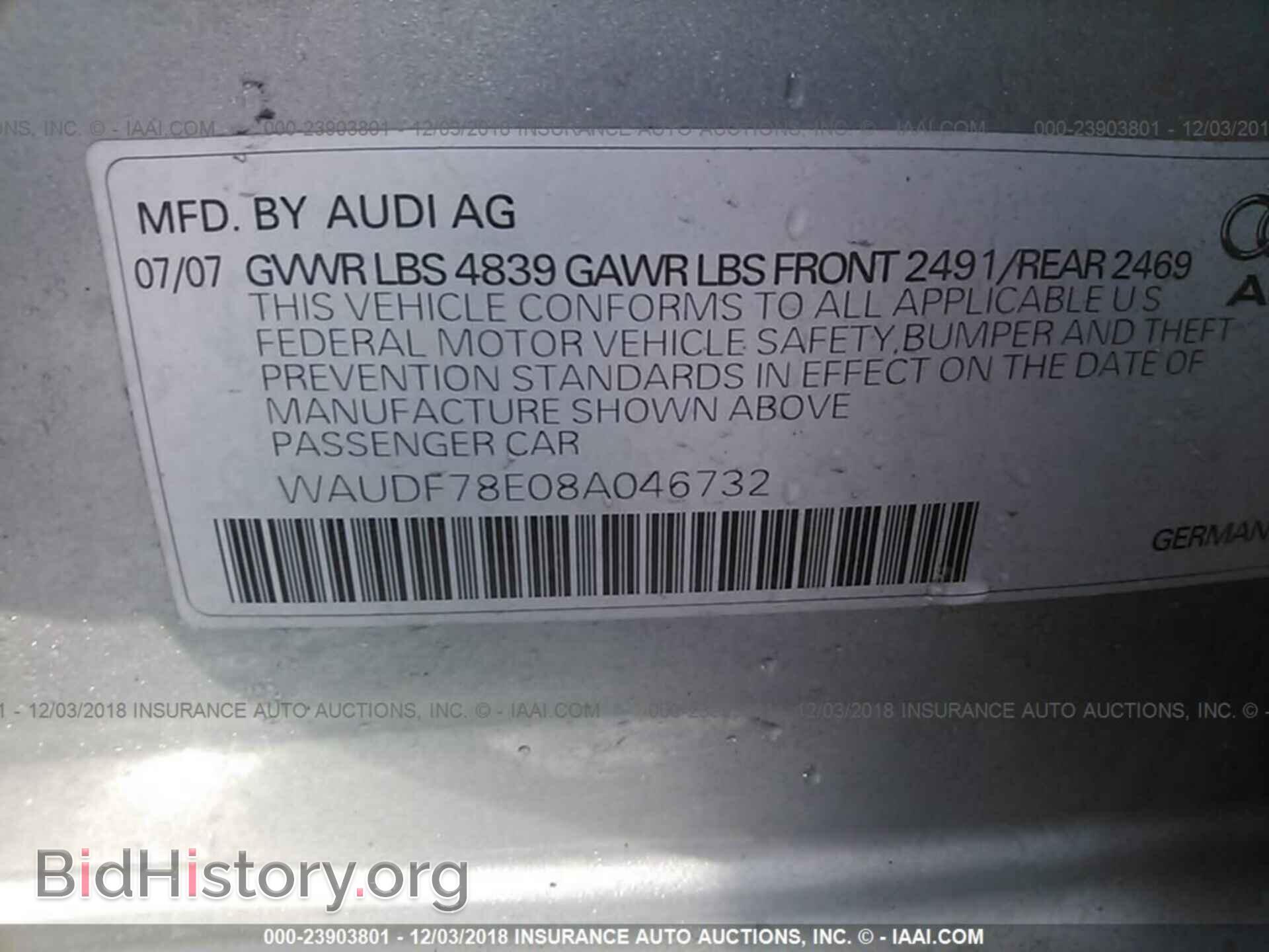 2008 AUDI A4 - VIN: WAUDF78E08A046732 - Photo 9