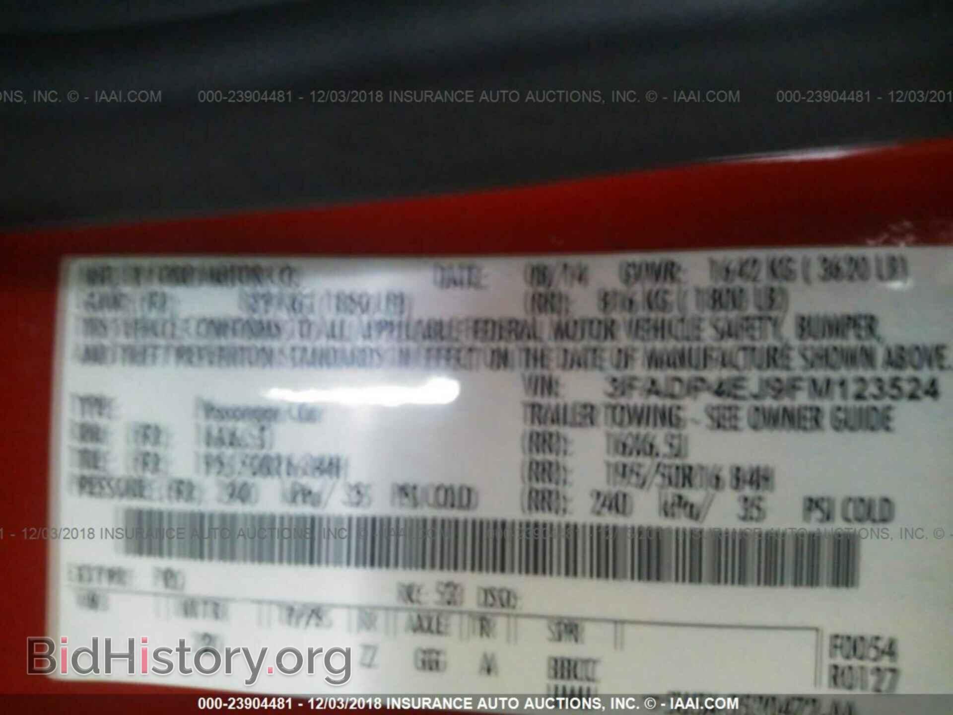 2015 FORD FIESTA - VIN: 3FADP4EJ9FM123524 - Фото 9