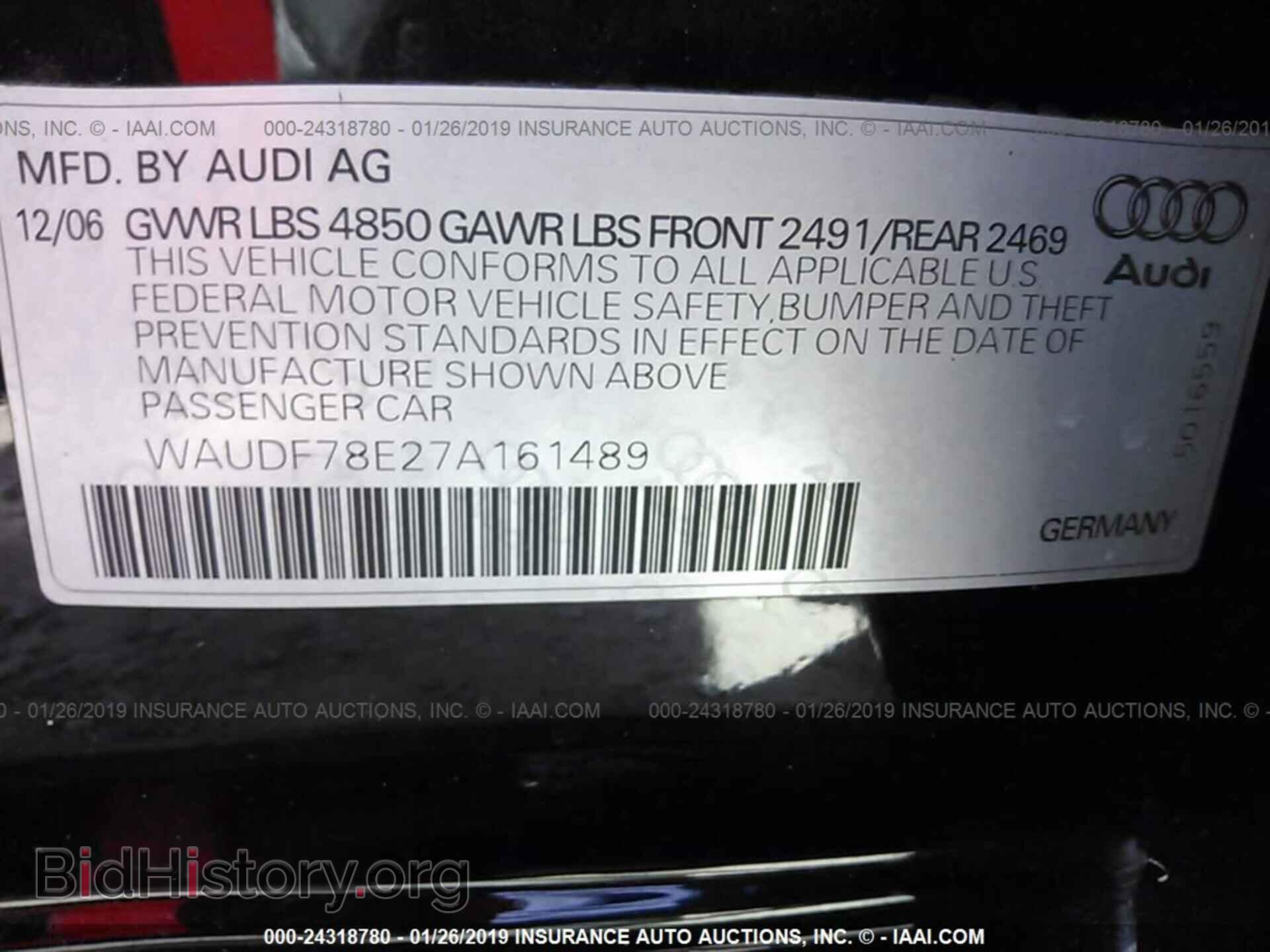 2007 AUDI A4 - VIN: WAUDF78E27A161489 - Photo 9