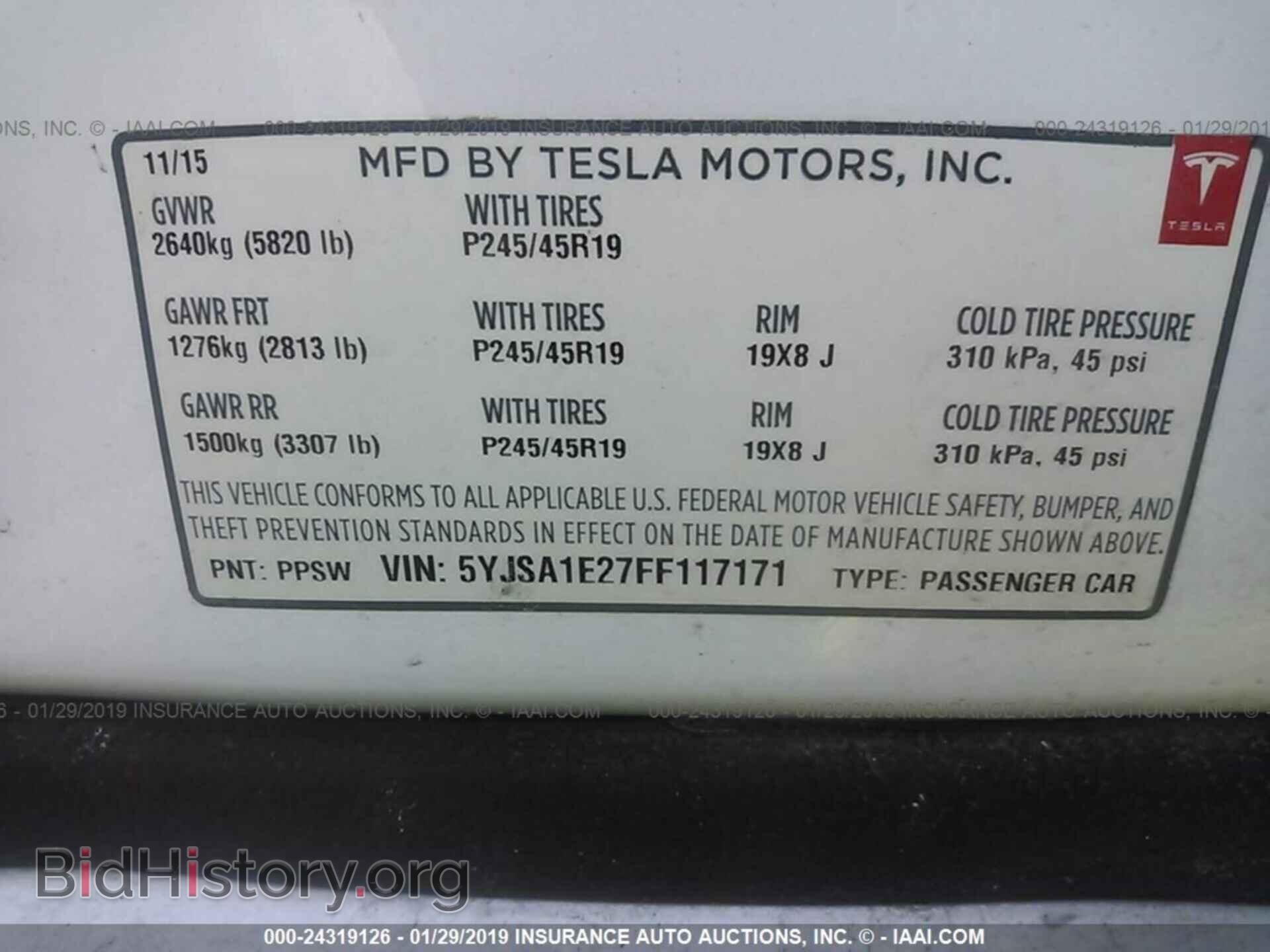 2015 TESLA MODEL S - VIN: 5YJSA1E27FF117171 - Фото 9