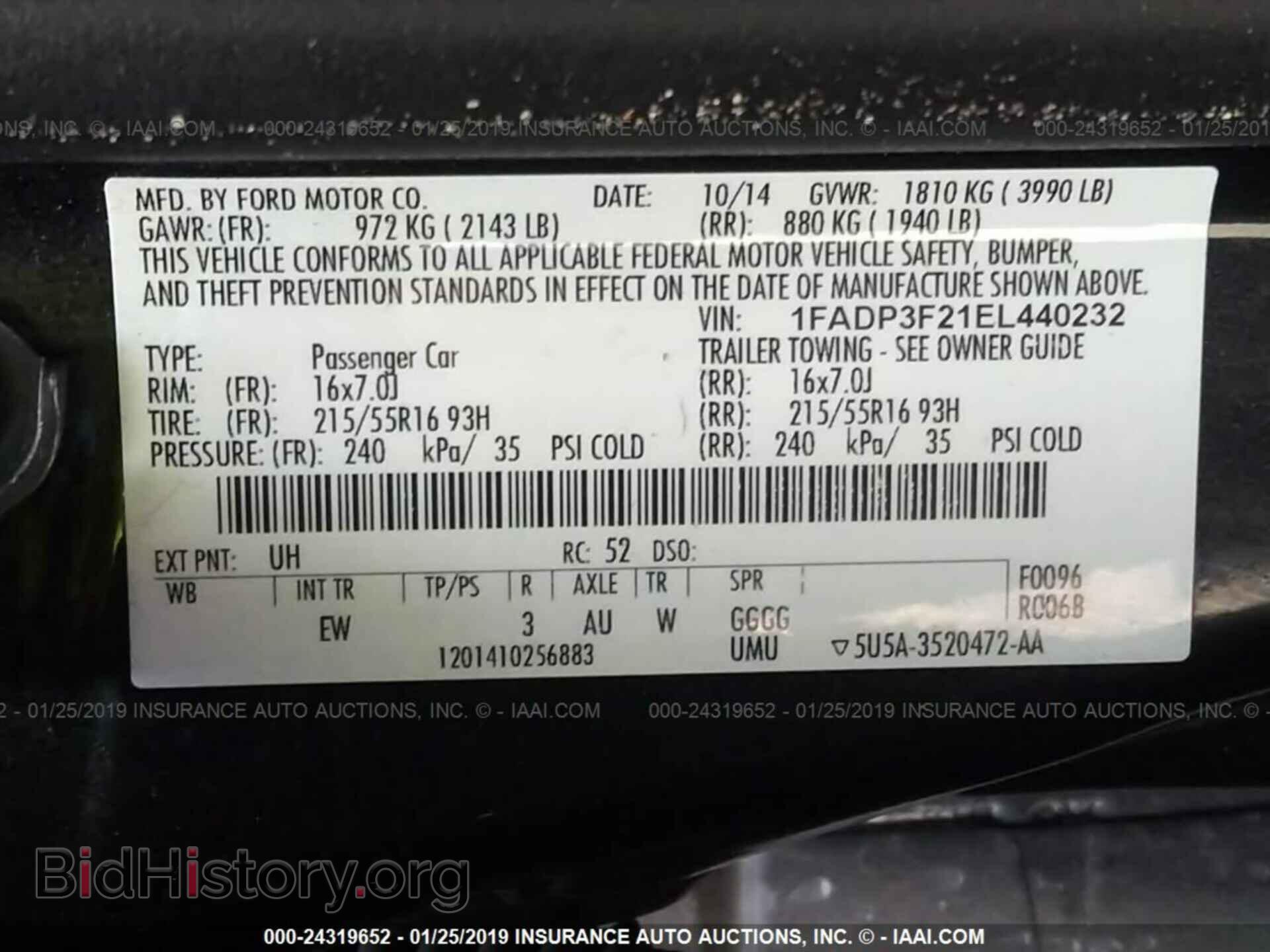 2014 FORD FOCUS - VIN: 1FADP3F21EL440232 - Фото 9