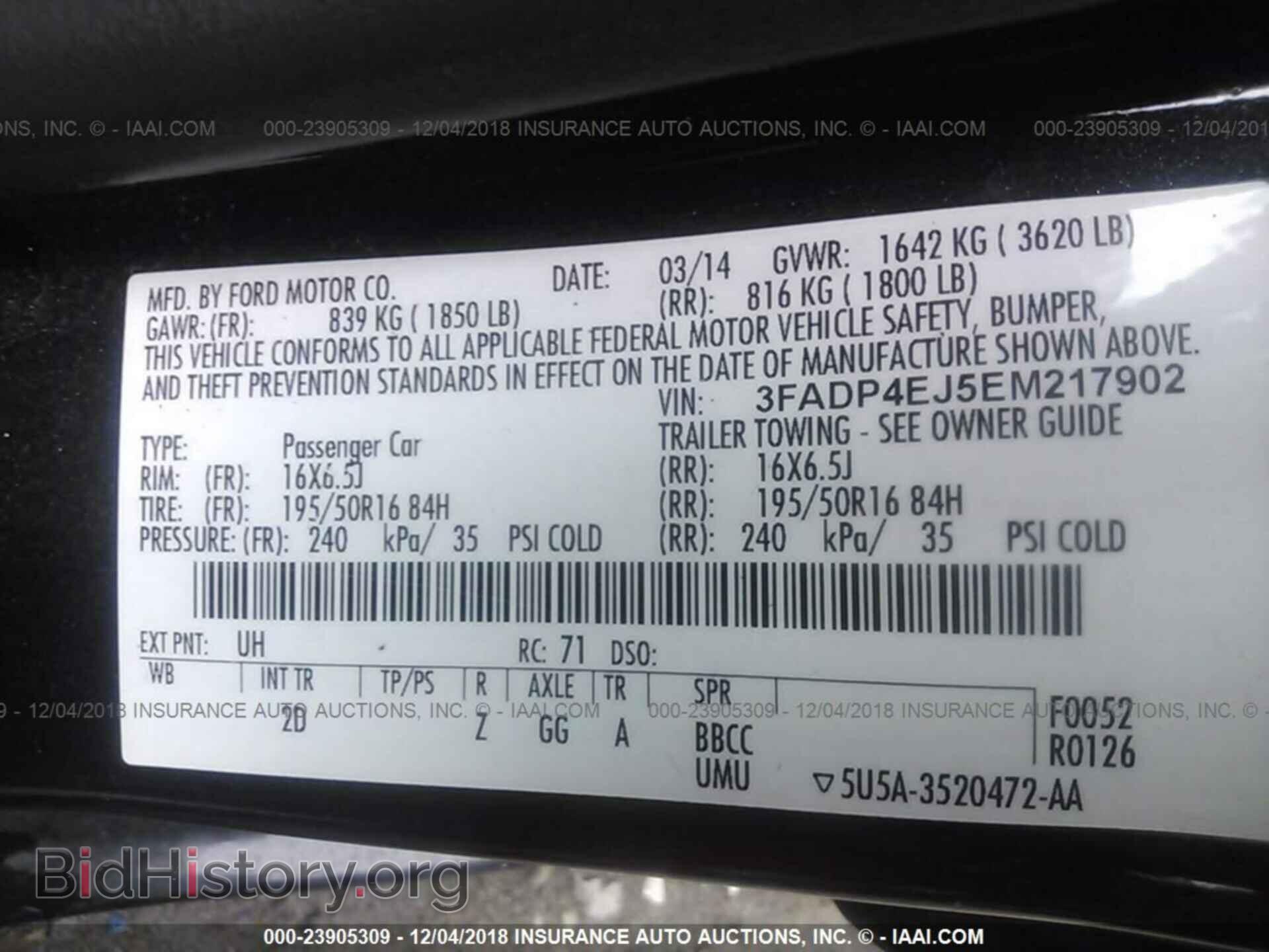 2014 FORD FIESTA - VIN: 3FADP4EJ5EM217902 - Фото 9