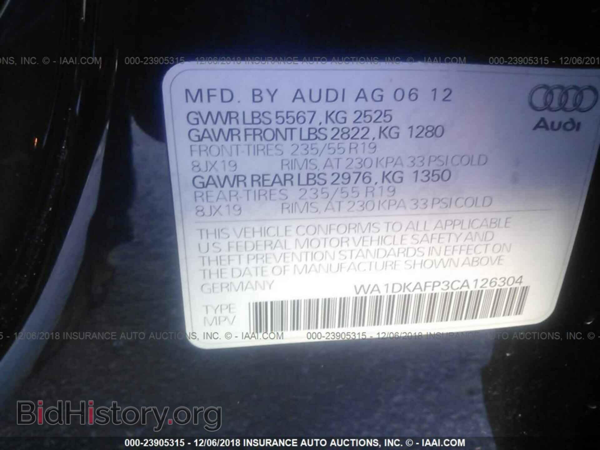 2012 AUDI Q5 - VIN: WA1DKAFP3CA126304 - Photo 9