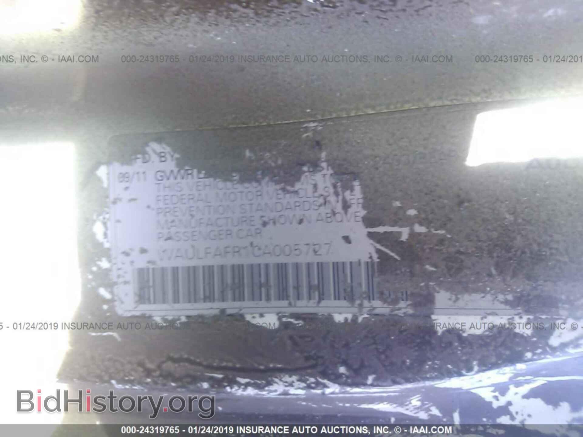 2012 AUDI A5 - VIN: WAULFAFR1CA005727 - Фото 9