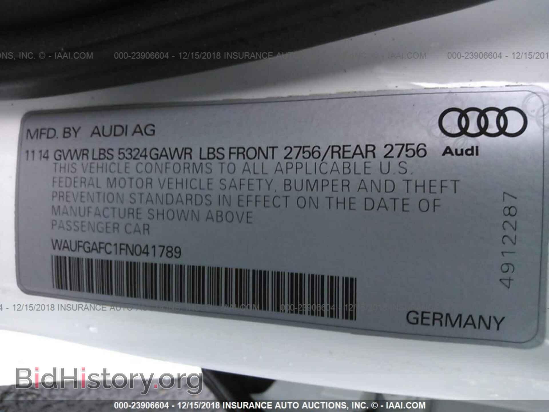 2015 AUDI A6 - VIN: WAUFGAFC1FN041789 - Фото 9