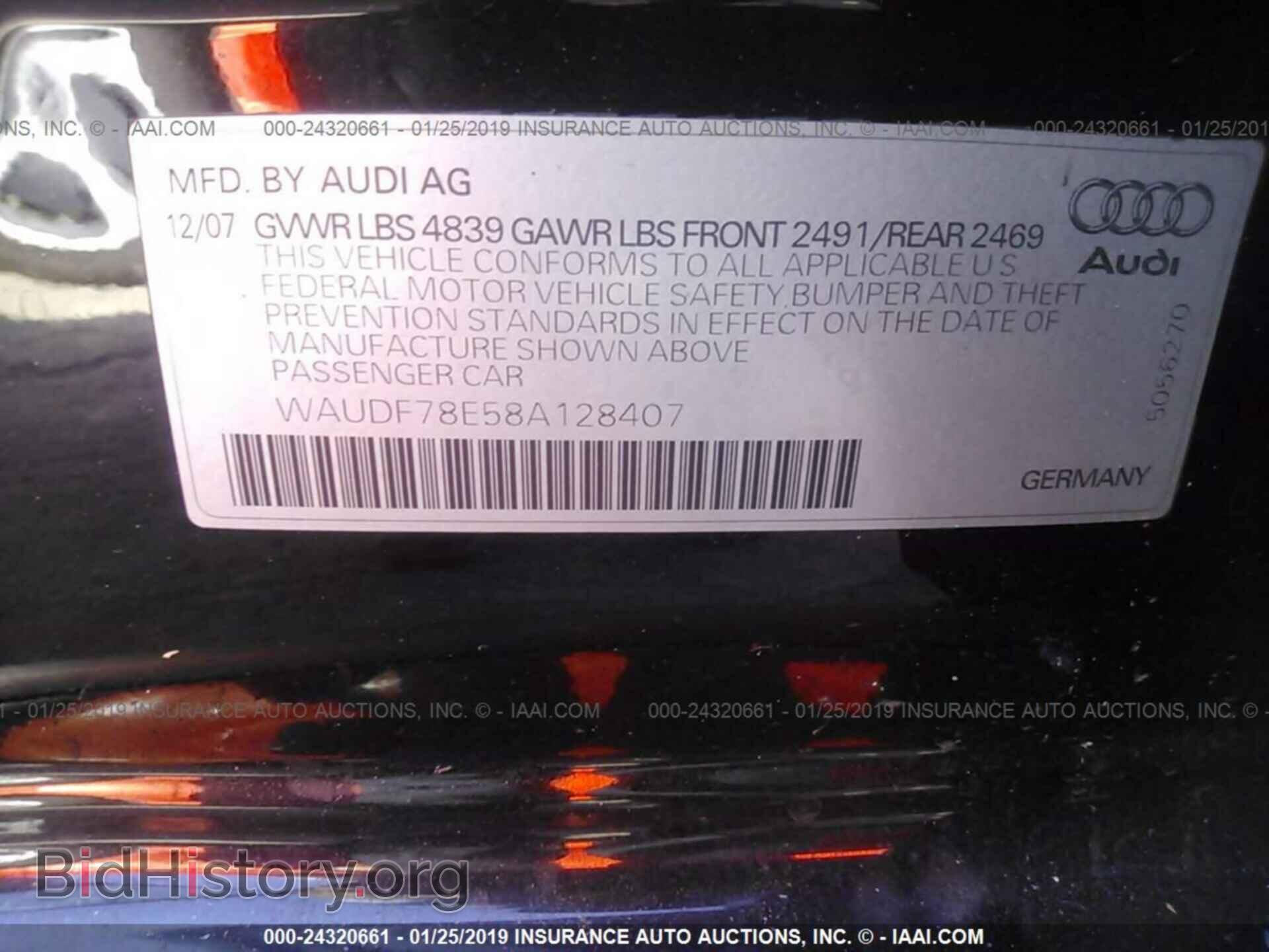 2008 AUDI A4 - VIN: WAUDF78E58A128407 - Фото 9