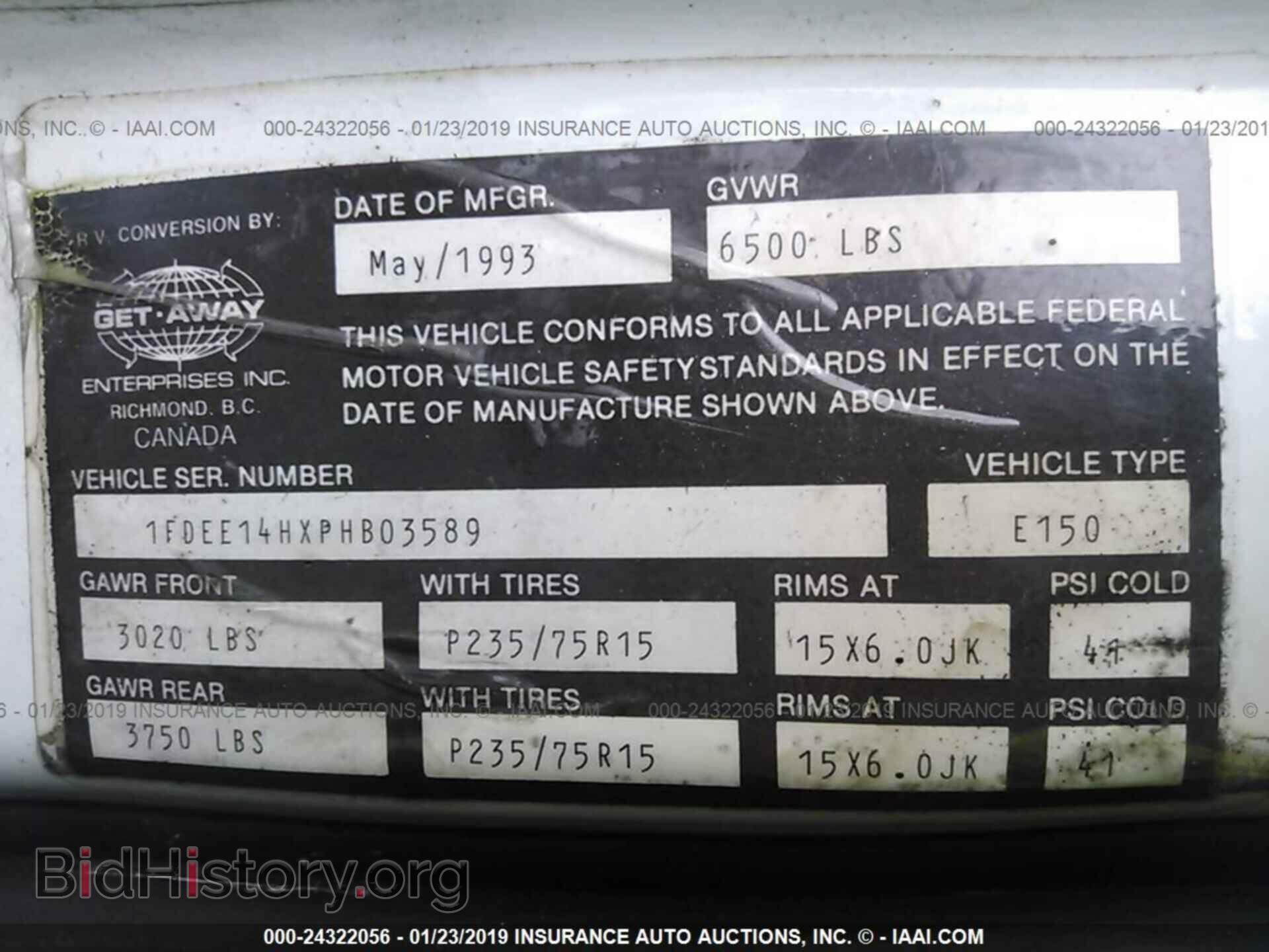 1993 FORD ECONOLINE - VIN: 1FDEE14HXPHB03589 - Photo 9