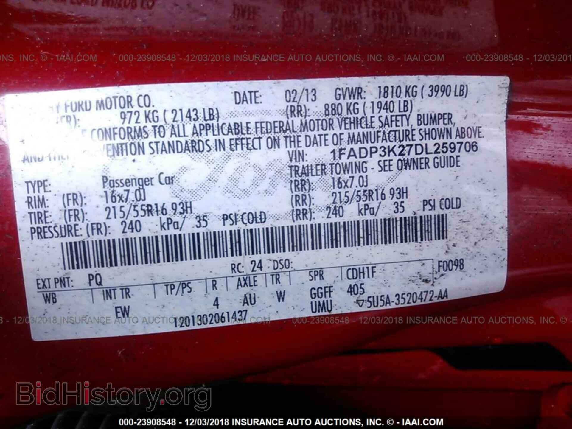 2013 FORD FOCUS - VIN: 1FADP3K27DL259706 - Фото 9