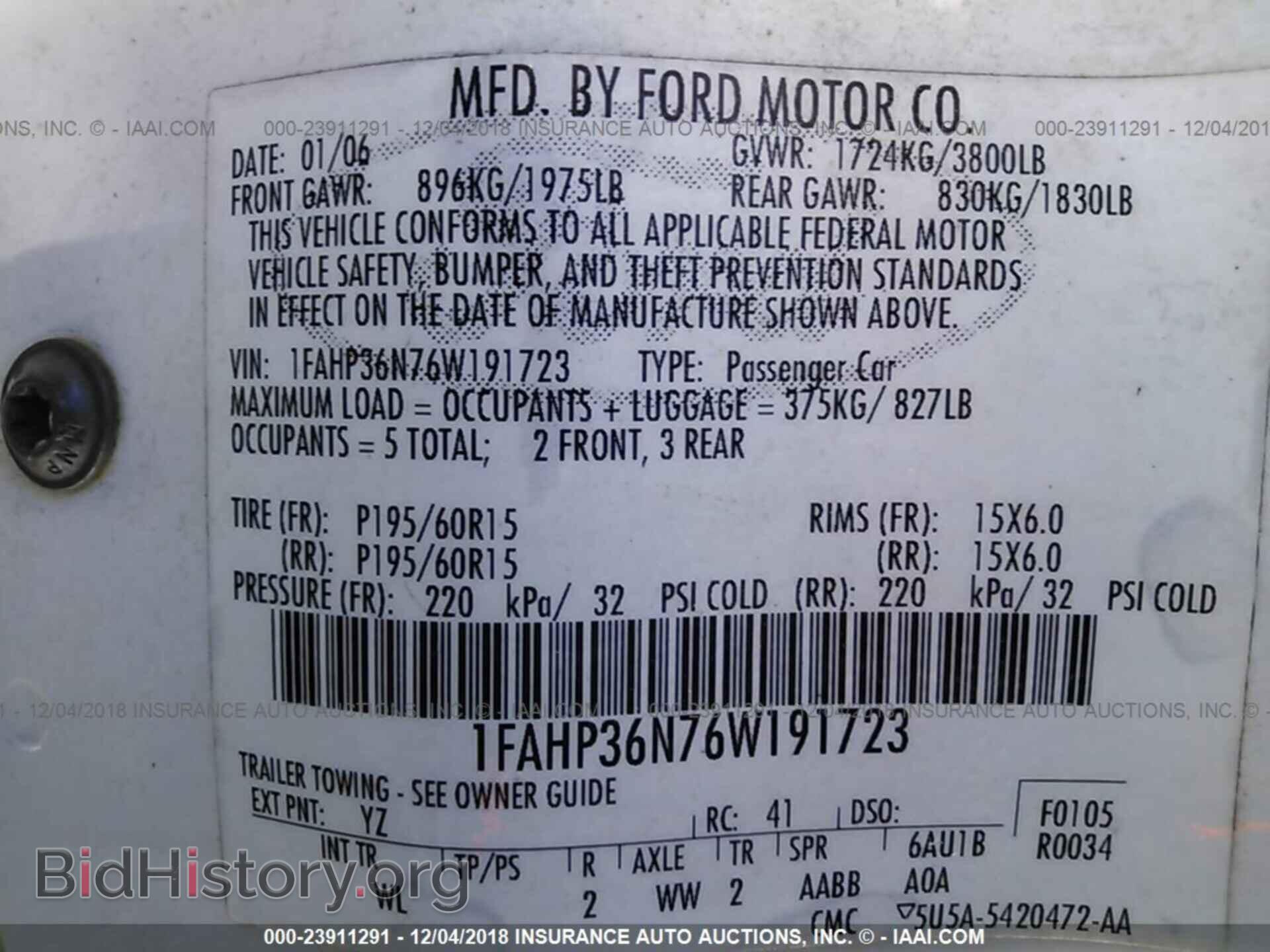 2006 FORD FOCUS - VIN: 1FAHP36N76W191723 - Фото 9