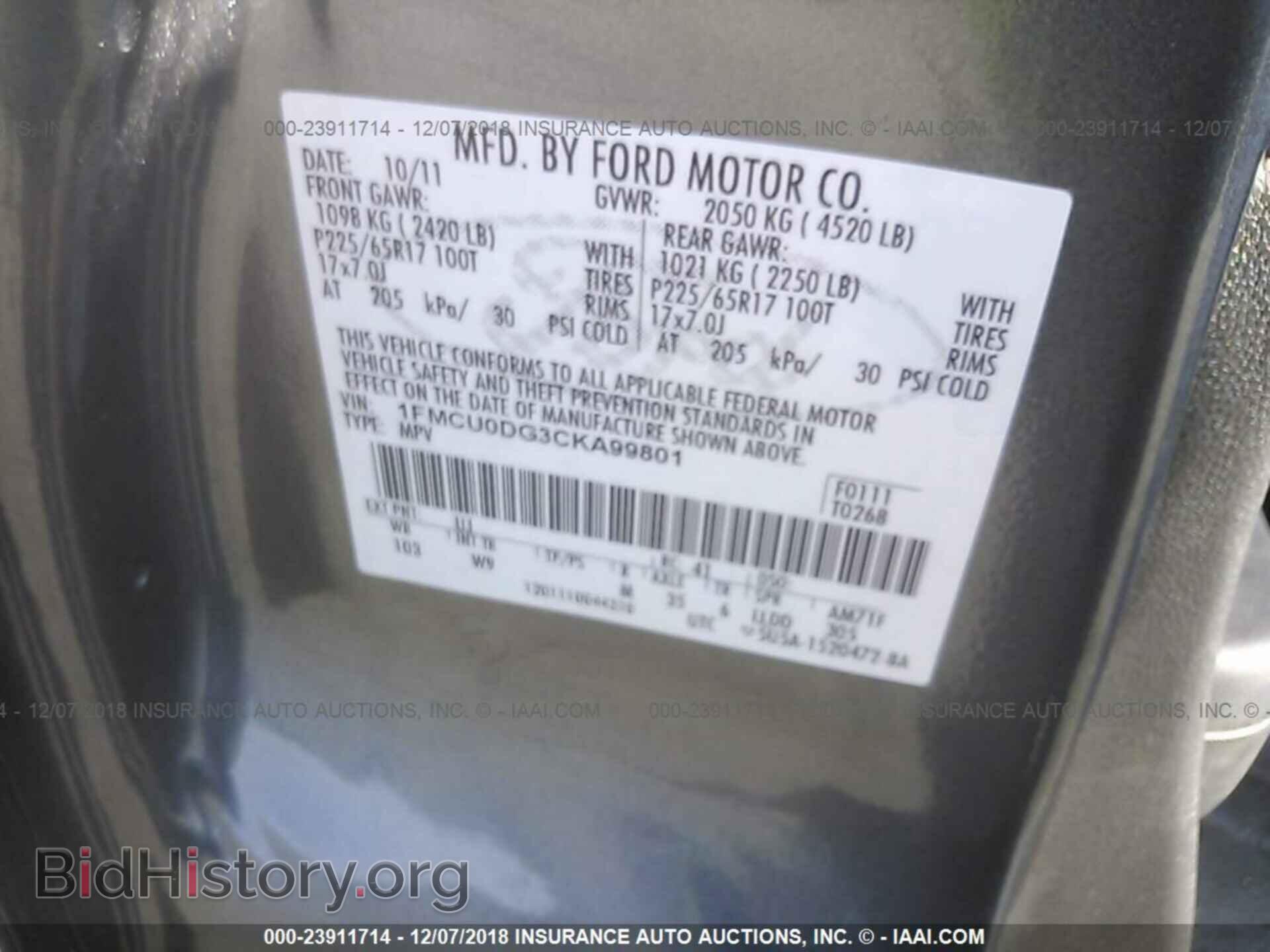2012 FORD ESCAPE - VIN: 1FMCU0DG3CKA99801 - Photo 9
