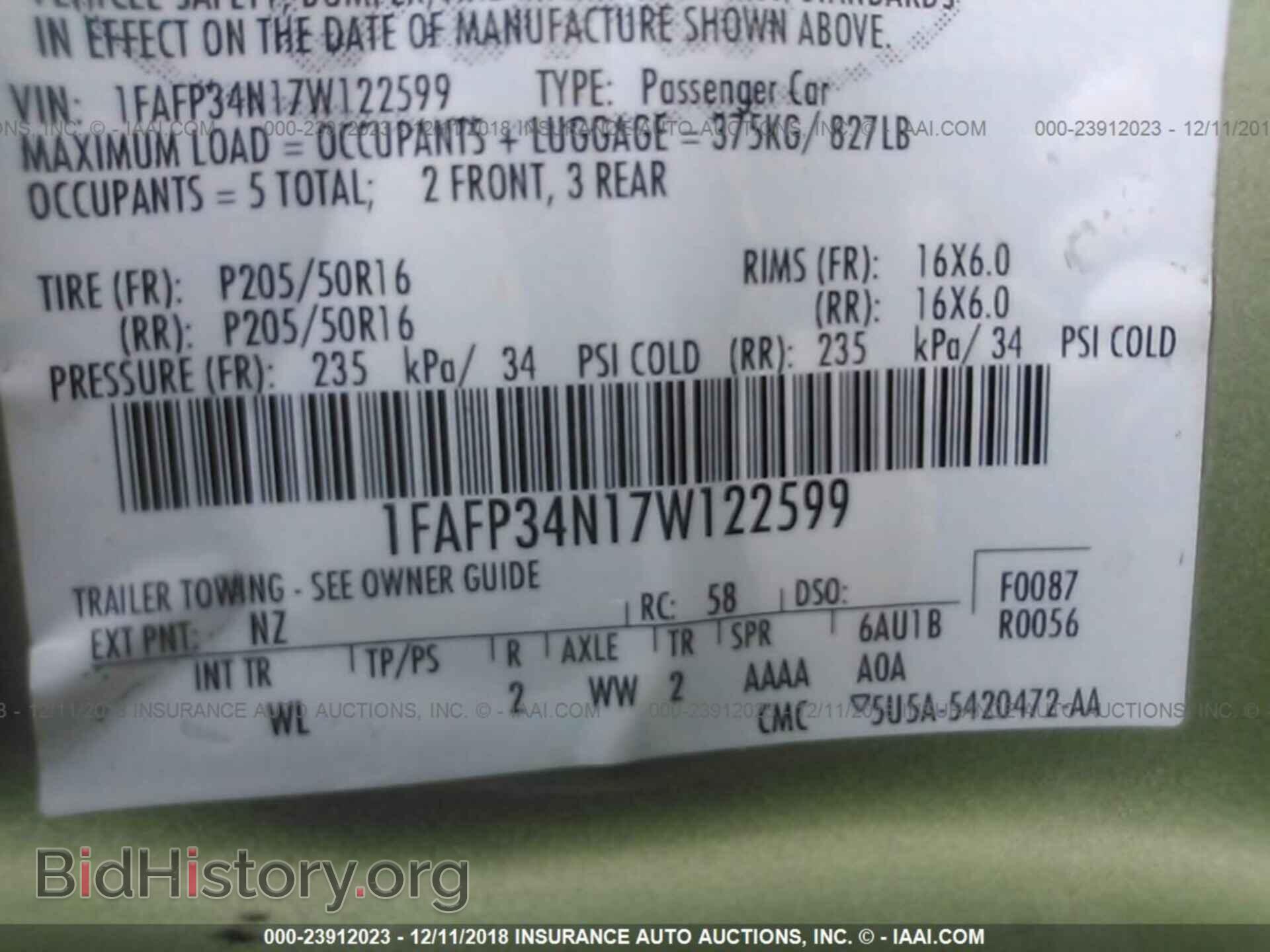 2007 FORD FOCUS - VIN: 1FAFP34N17W122599 - Photo 9