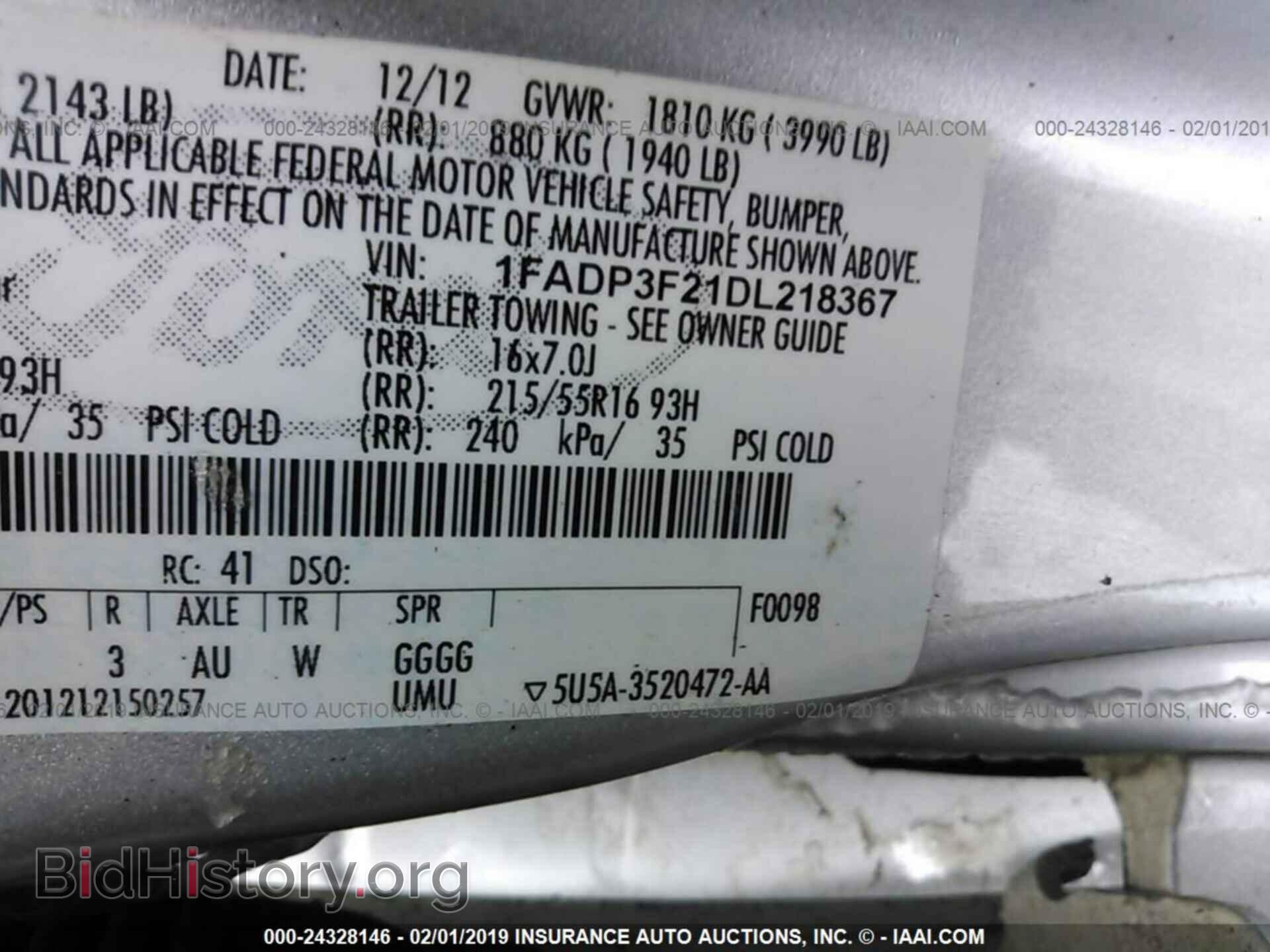 2013 FORD FOCUS - VIN: 1FADP3F21DL218367 - Фото 9