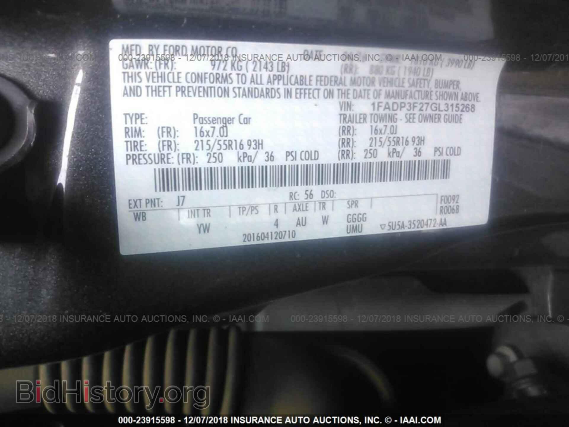 2016 FORD FOCUS - VIN: 1FADP3F27GL315268 - Фото 9