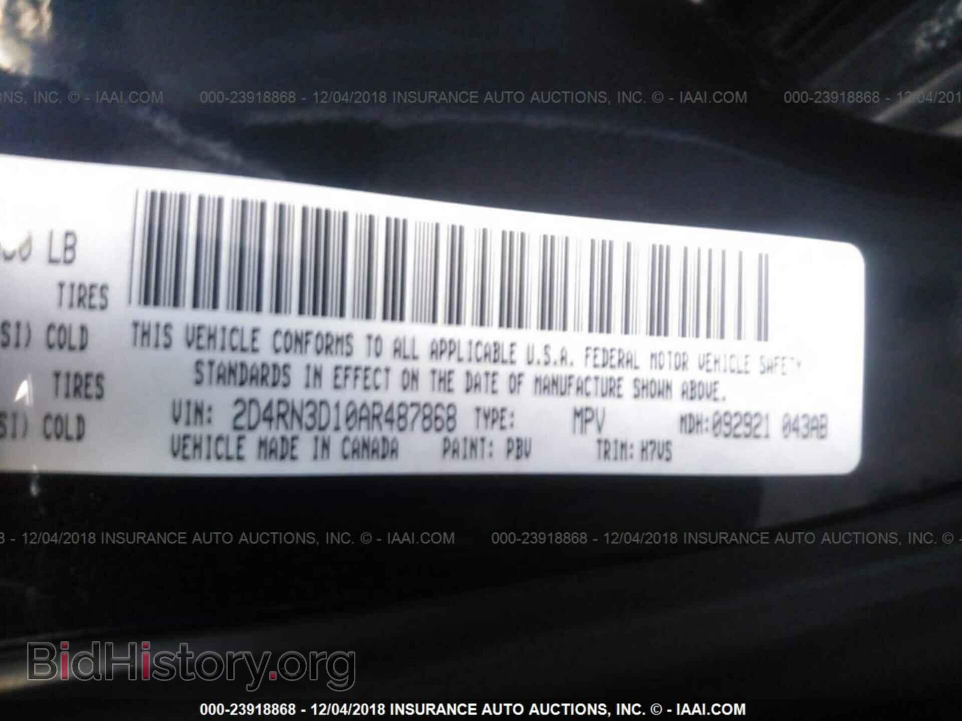 2010 DODGE GRAND CARAVAN - VIN: 2D4RN3D10AR487868 - Фото 9