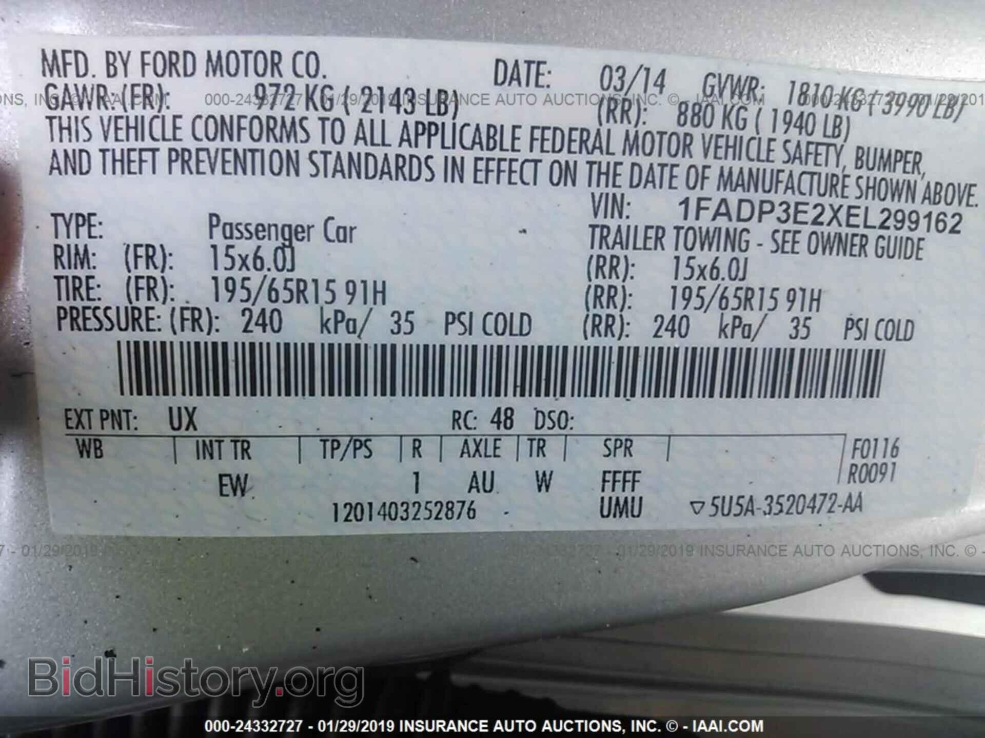 2014 FORD FOCUS - VIN: 1FADP3E2XEL299162 - Фото 9