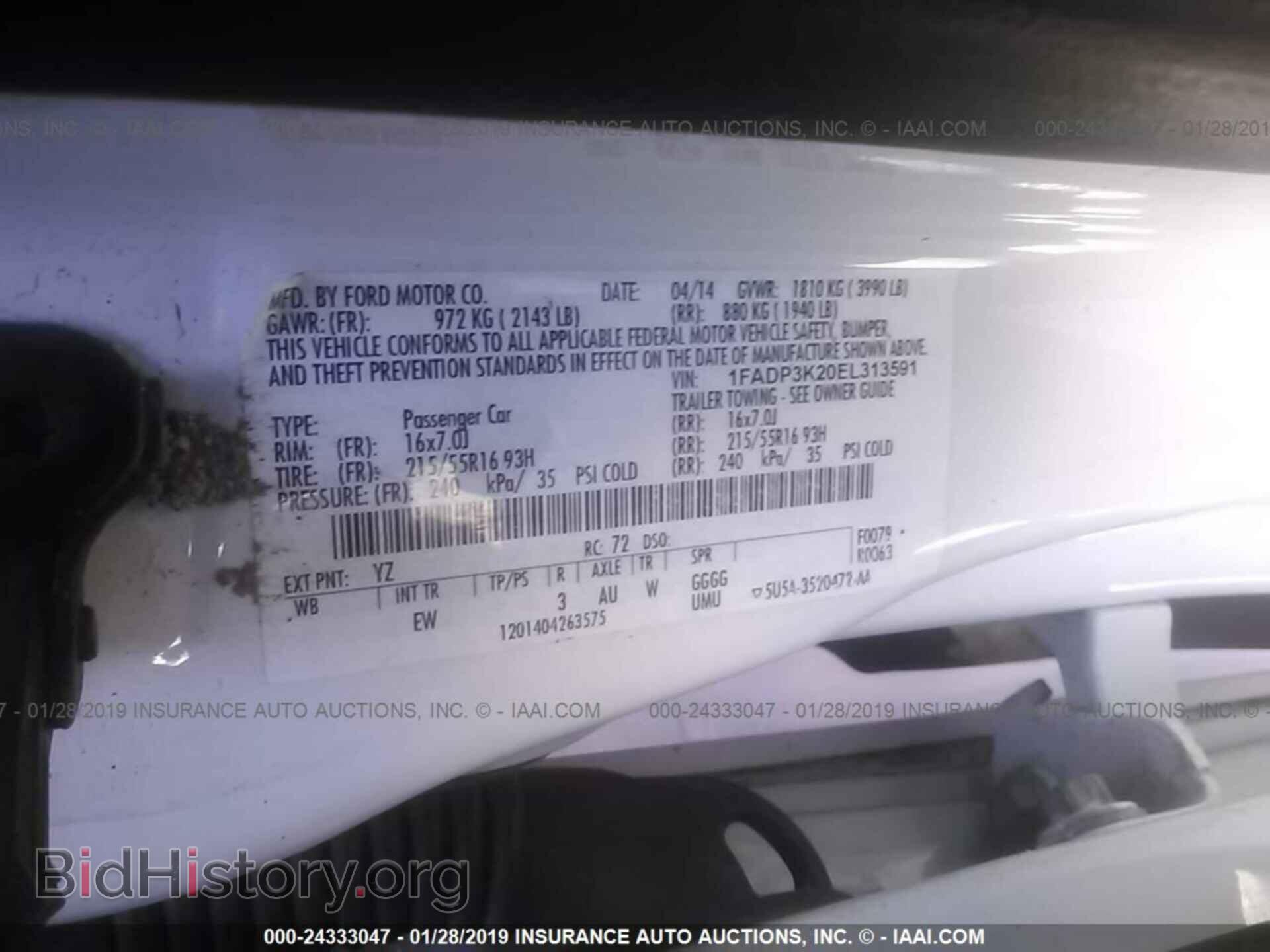 2014 FORD FOCUS - VIN: 1FADP3K20EL313591 - Фото 9