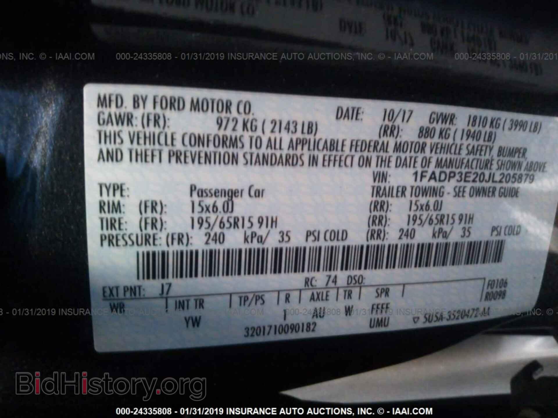 2018 FORD FOCUS - VIN: 1FADP3E20JL205879 - Photo 9