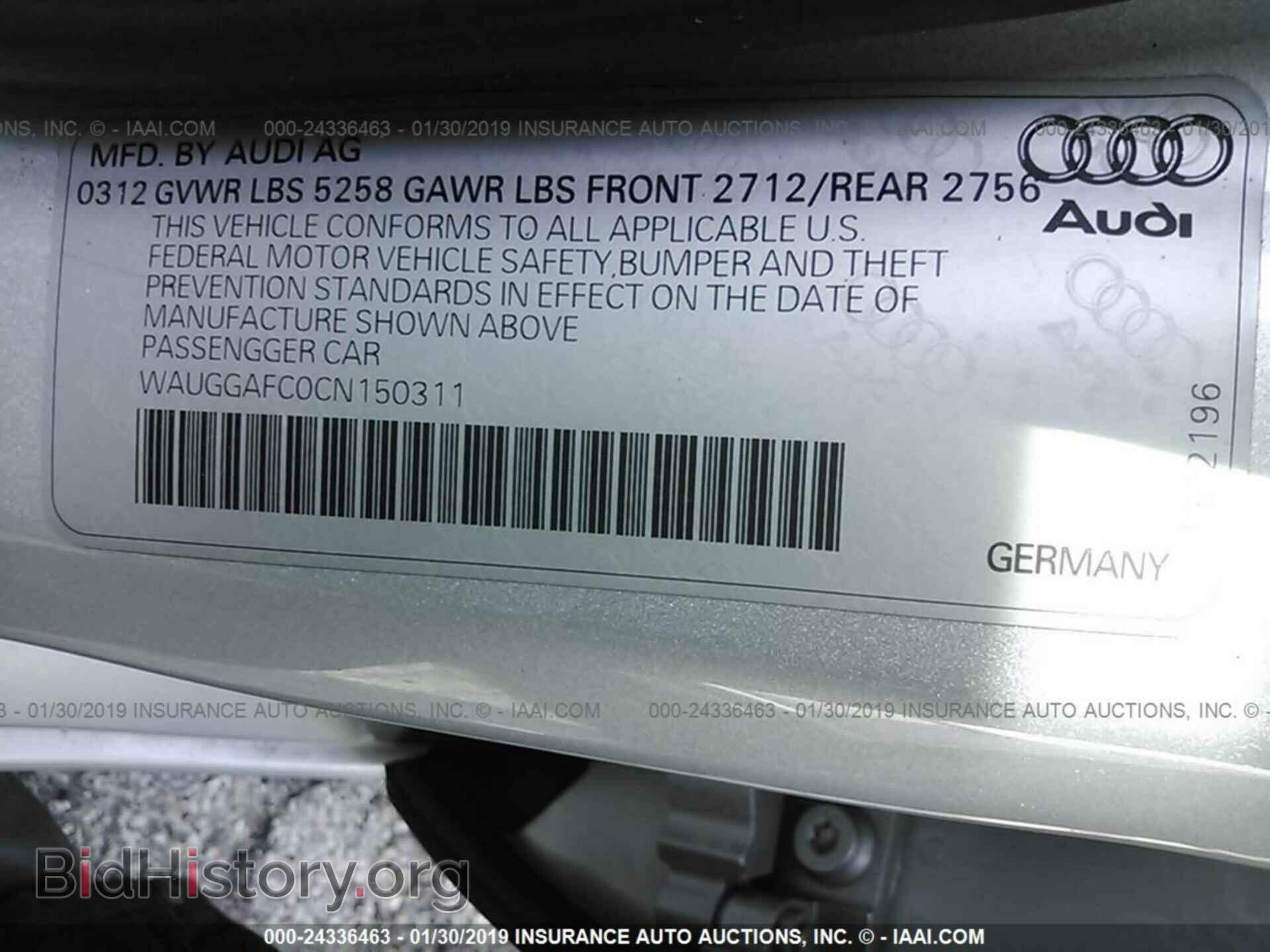 2012 AUDI A6 - VIN: WAUGGAFC0CN150311 - Фото 9