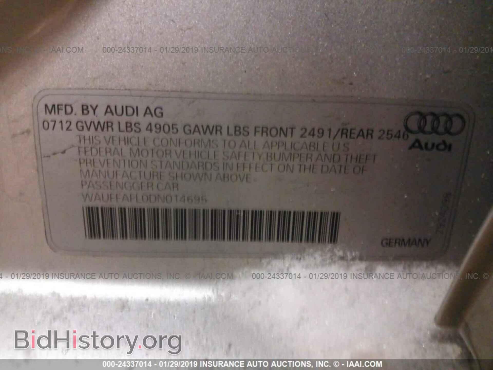 2013 AUDI A4 - VIN: WAUFFAFL0DN014695 - Фото 9